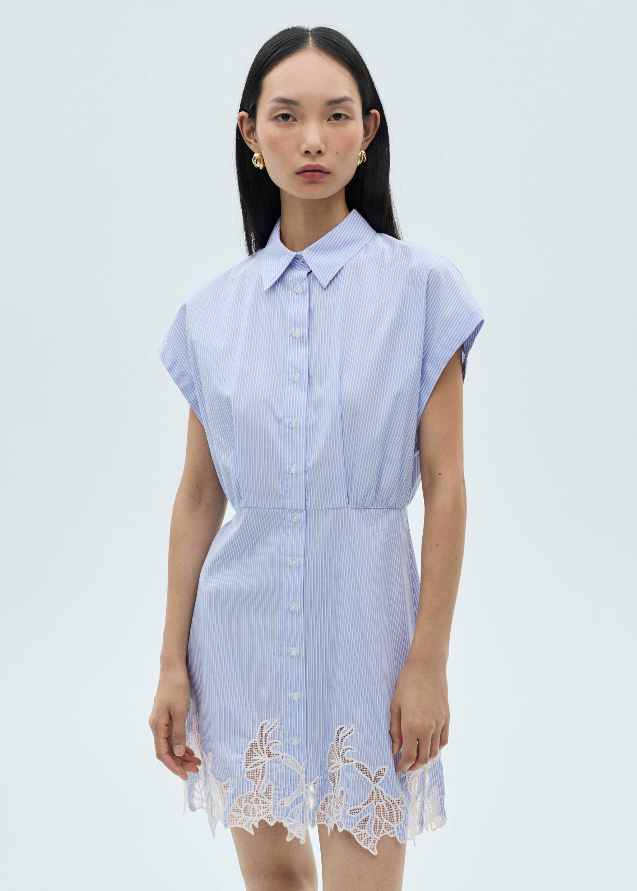 Lace detail shirt dress - Medium plane