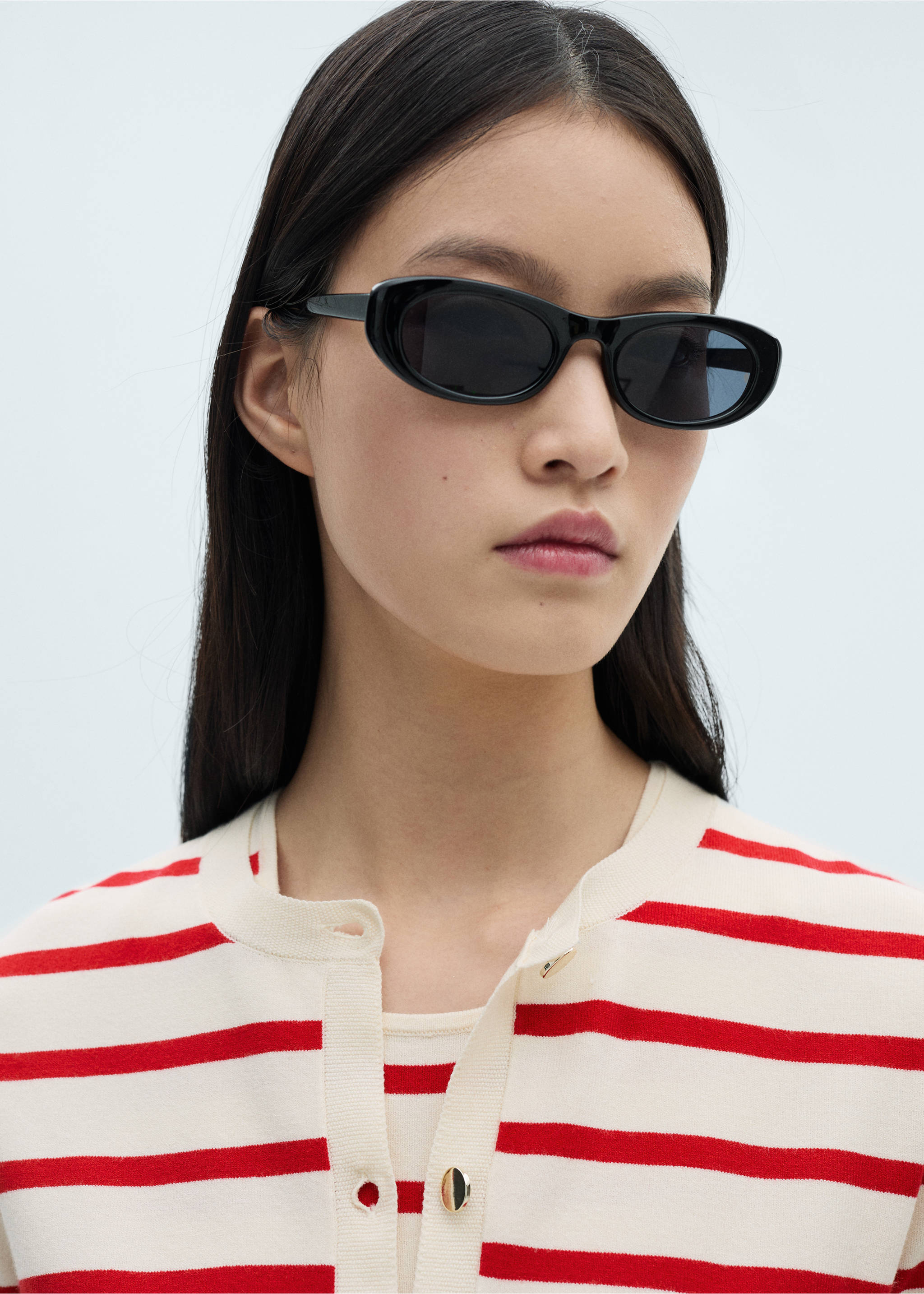 Cardigan din tricot cu dungi - Detaliu al articolului 1, Roșu. Ref: 87090585-00.