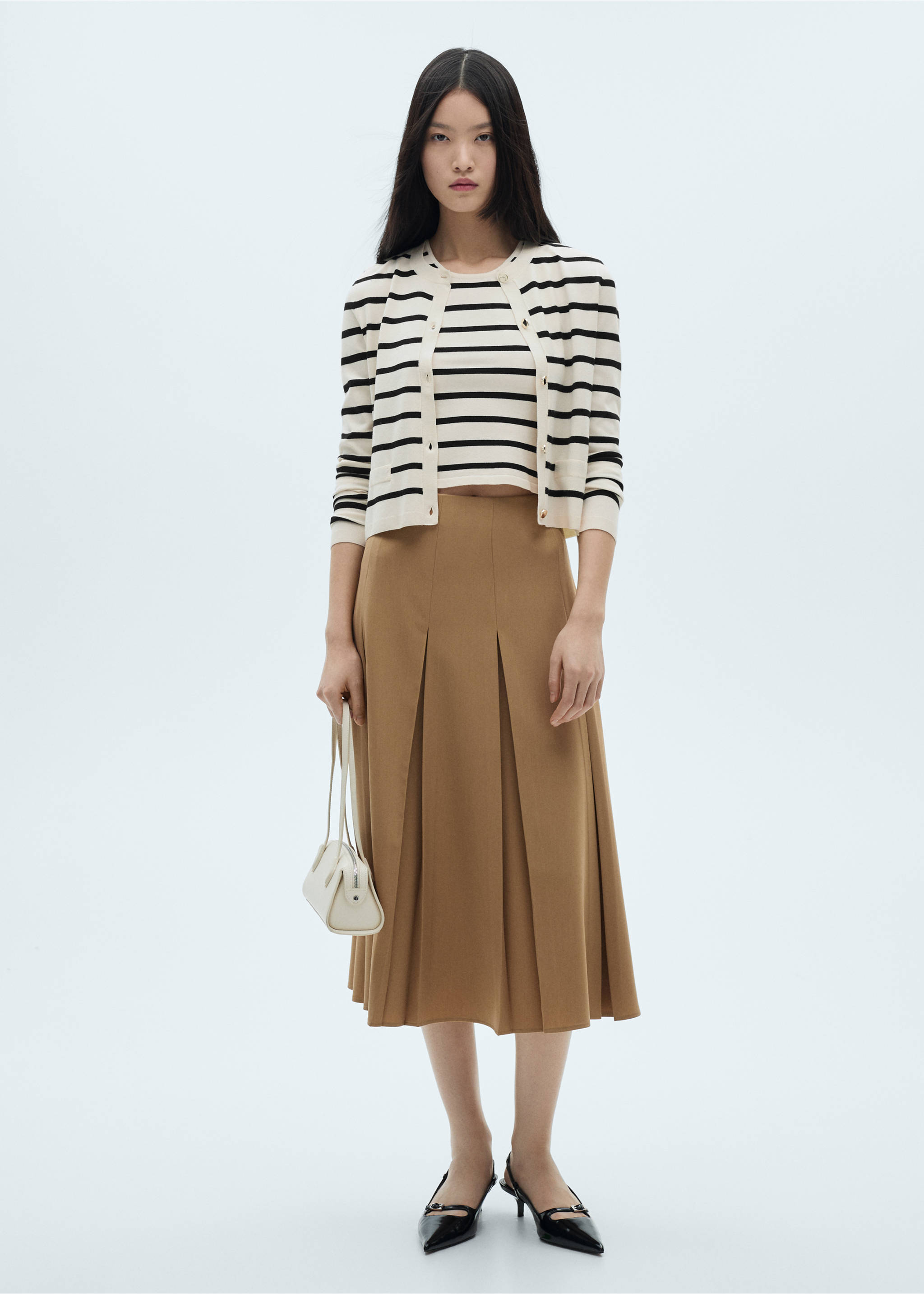 Striped knitted cardigan - General plane, Black. Ref: 87090585-00.