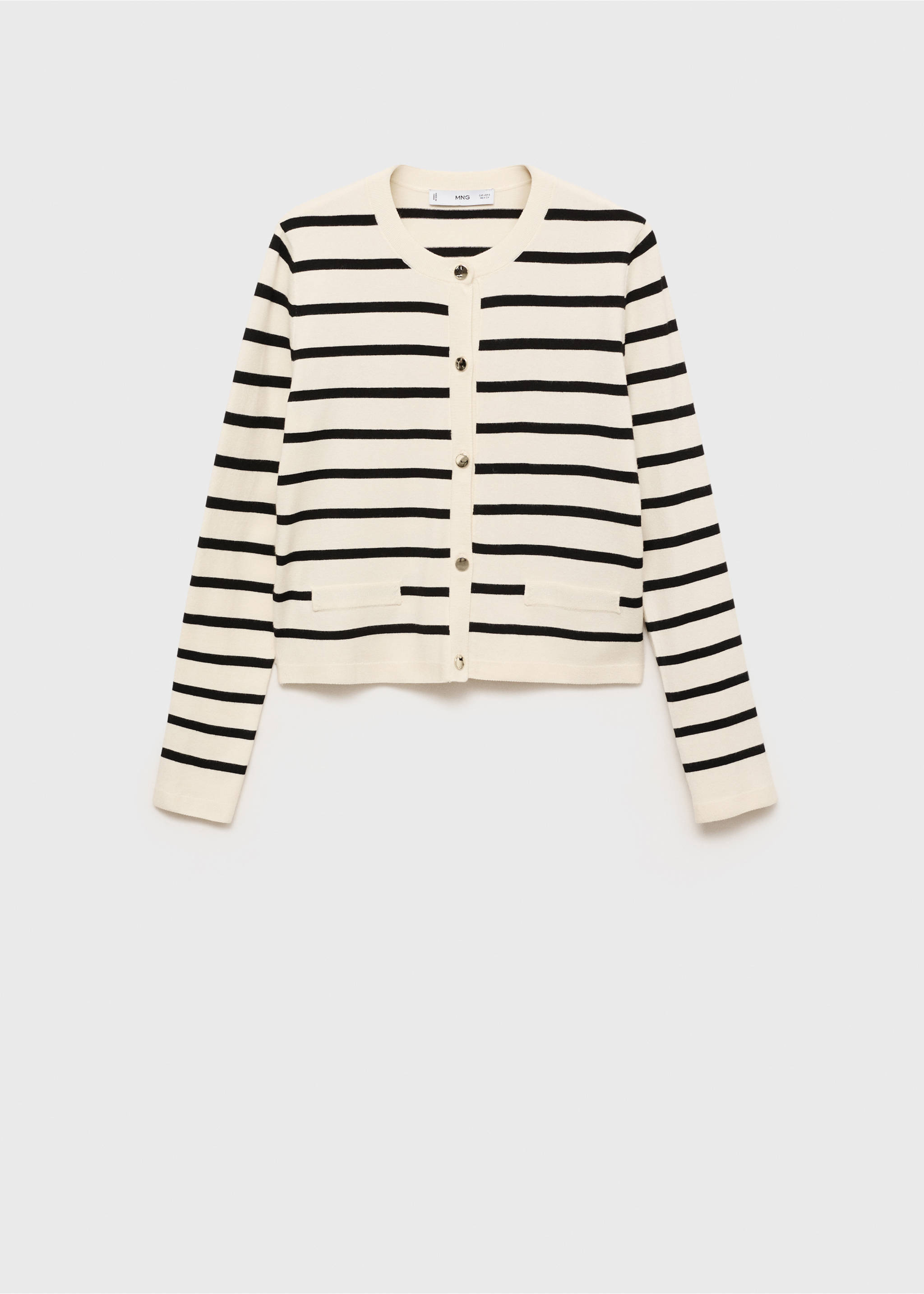 Striped knitted cardigan - Article without model, Black. Ref: 87090585-00.
