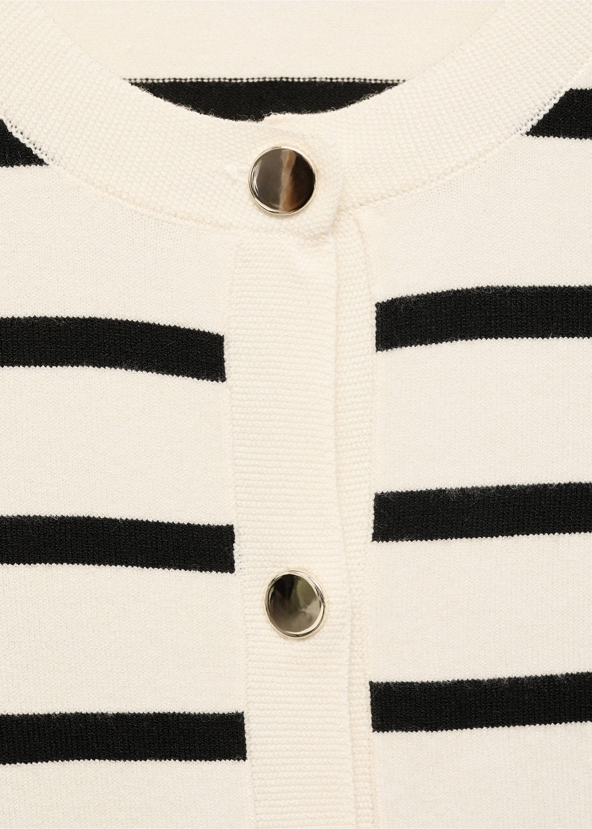 Striped knitted cardigan - Details of the article 8, Black. Ref: 87090585-00.
