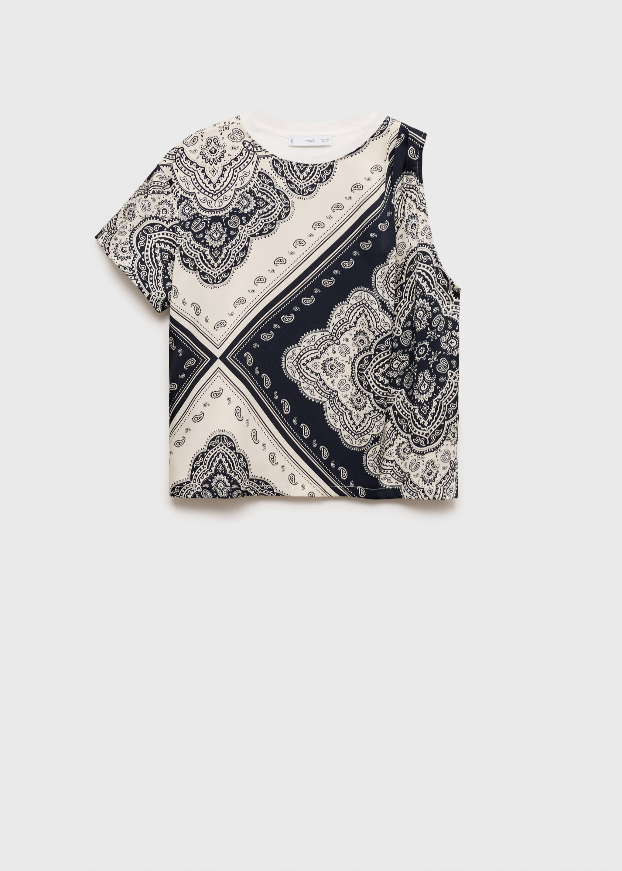 Asymmetrical paisley print t-shirt - Article without model, Off White. Ref: 87090586-00.