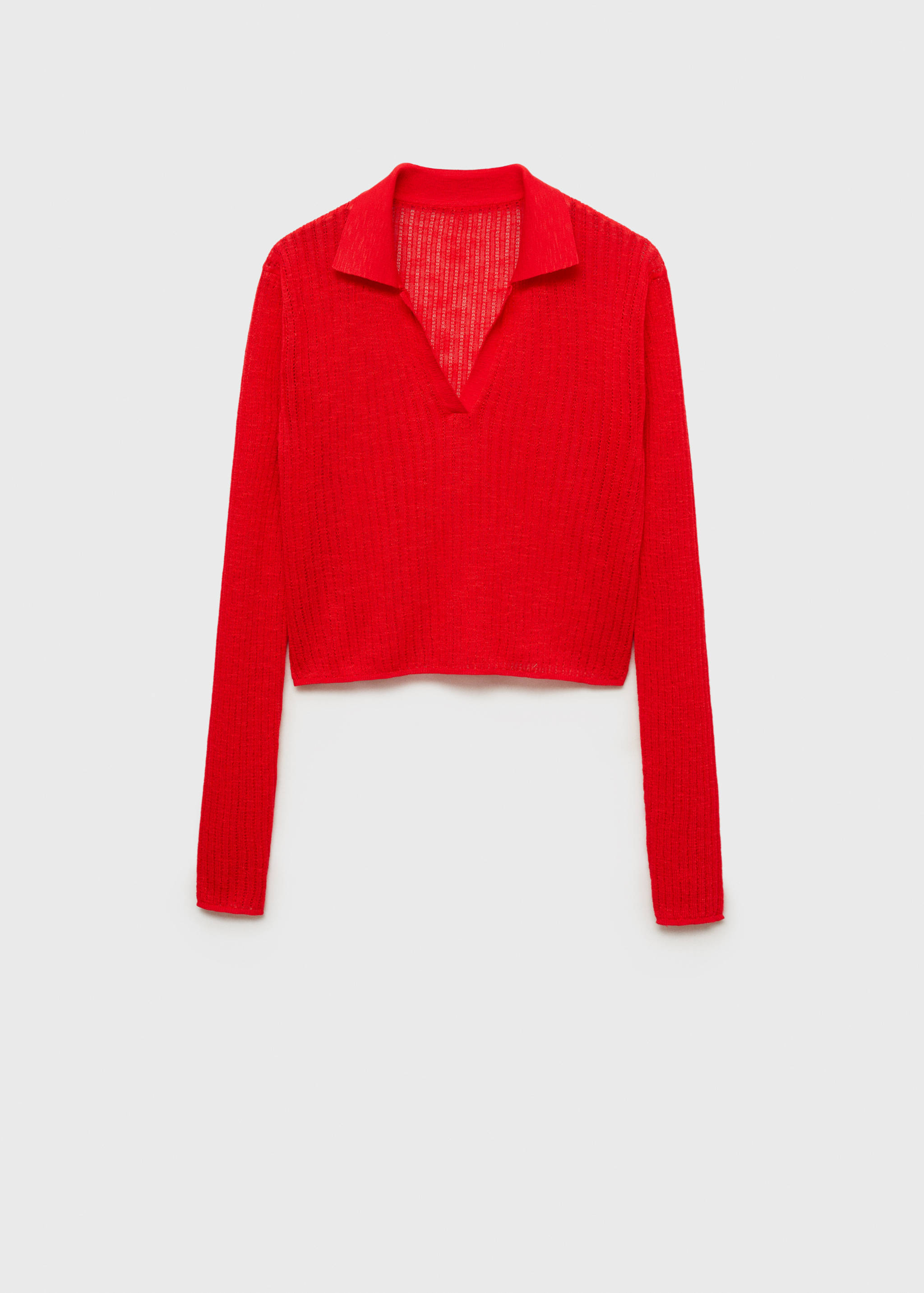 Geripptes T-Shirt mit Polokragen - Artikel ohne Model