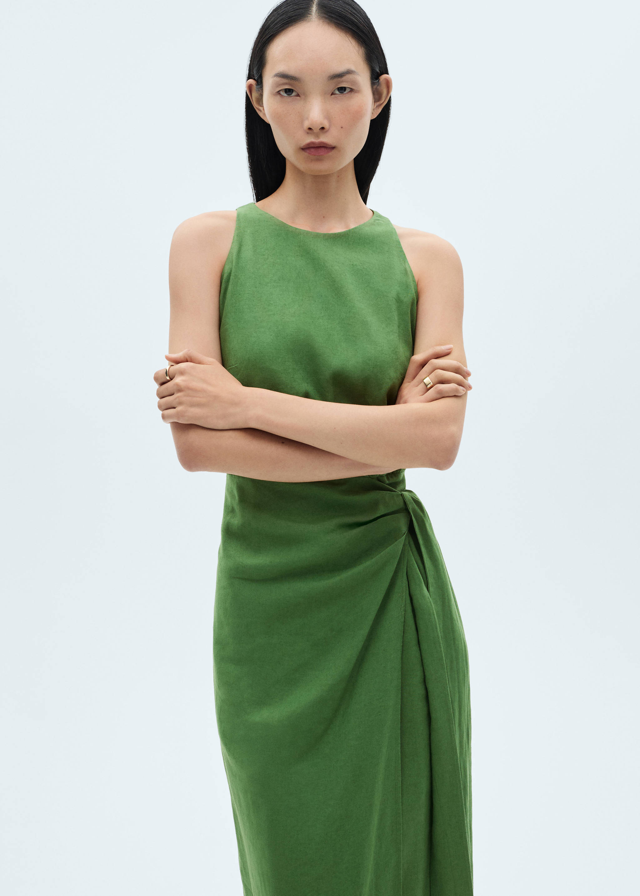 Linen dress with sarong skirt - Medium plane