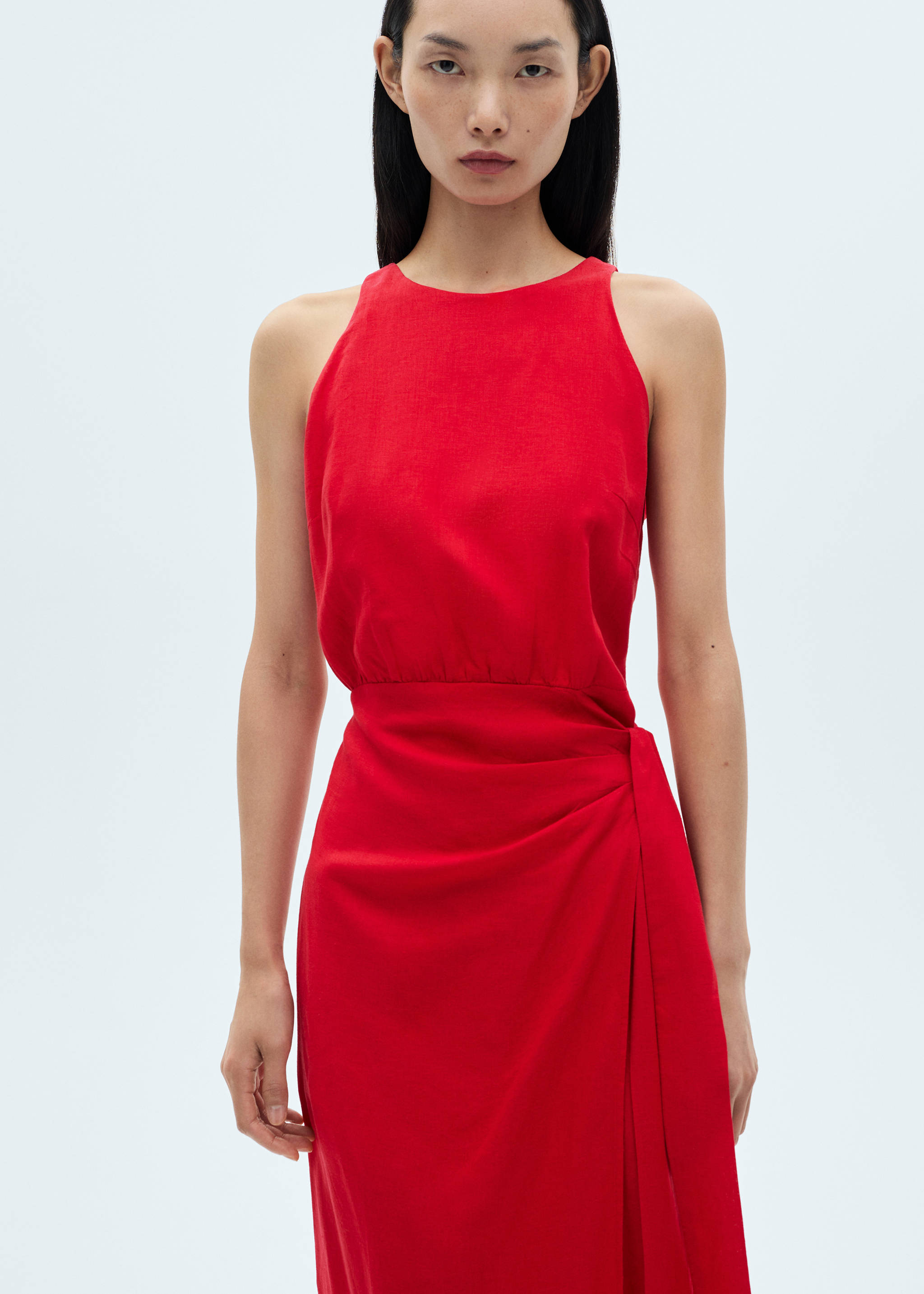 Linen dress with sarong skirt - Medium plane