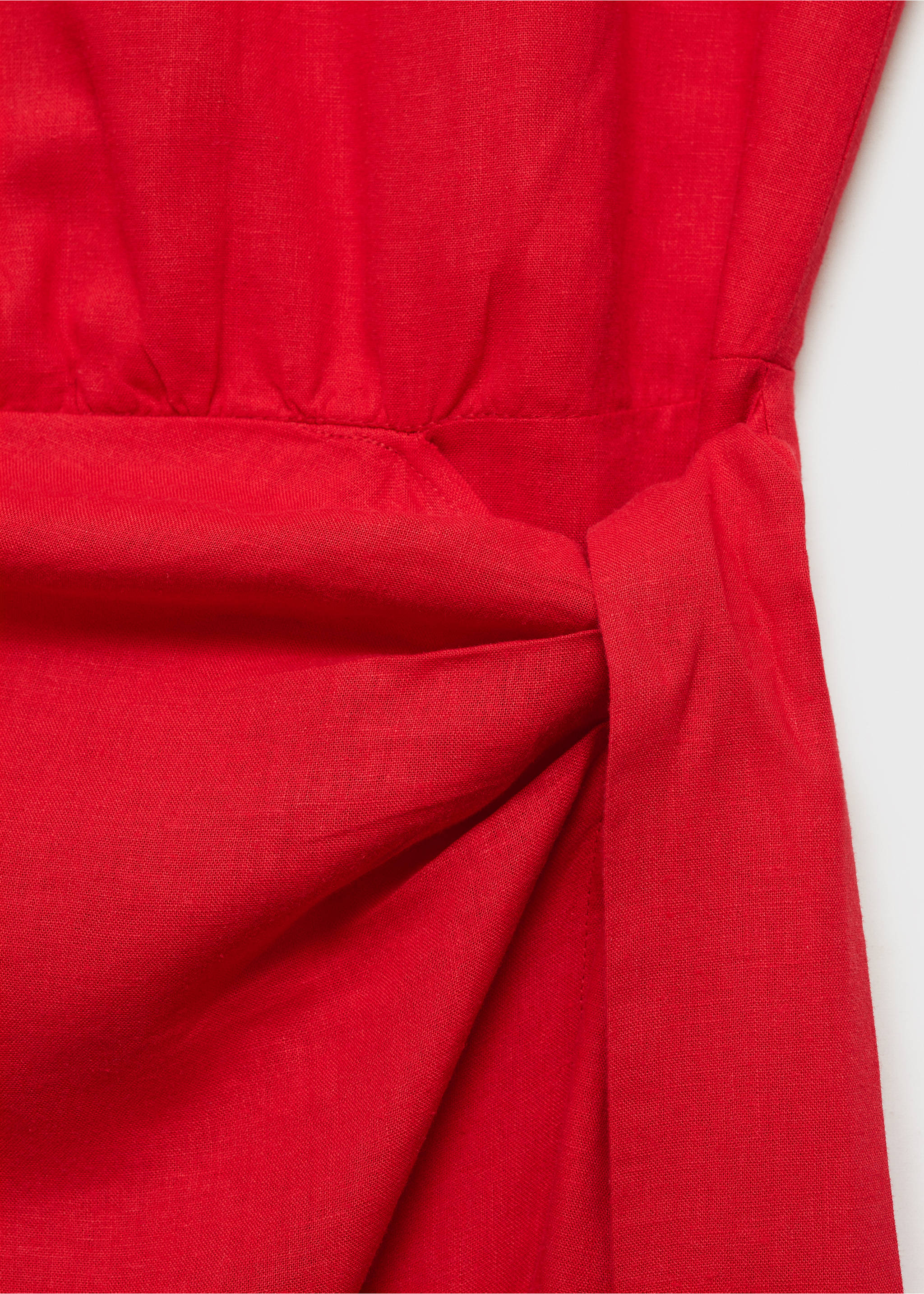 Linen dress with sarong skirt - Details of the article 8, Red. Ref: 87090589-00.