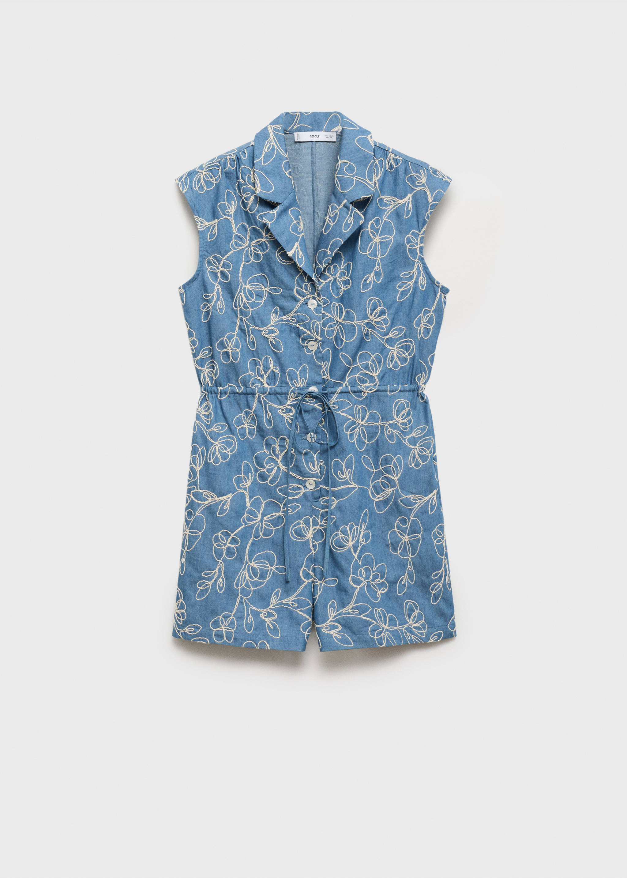 Denim overalls with embroidered detail - Article without model, Medium Blue. Ref: 87090591-00.