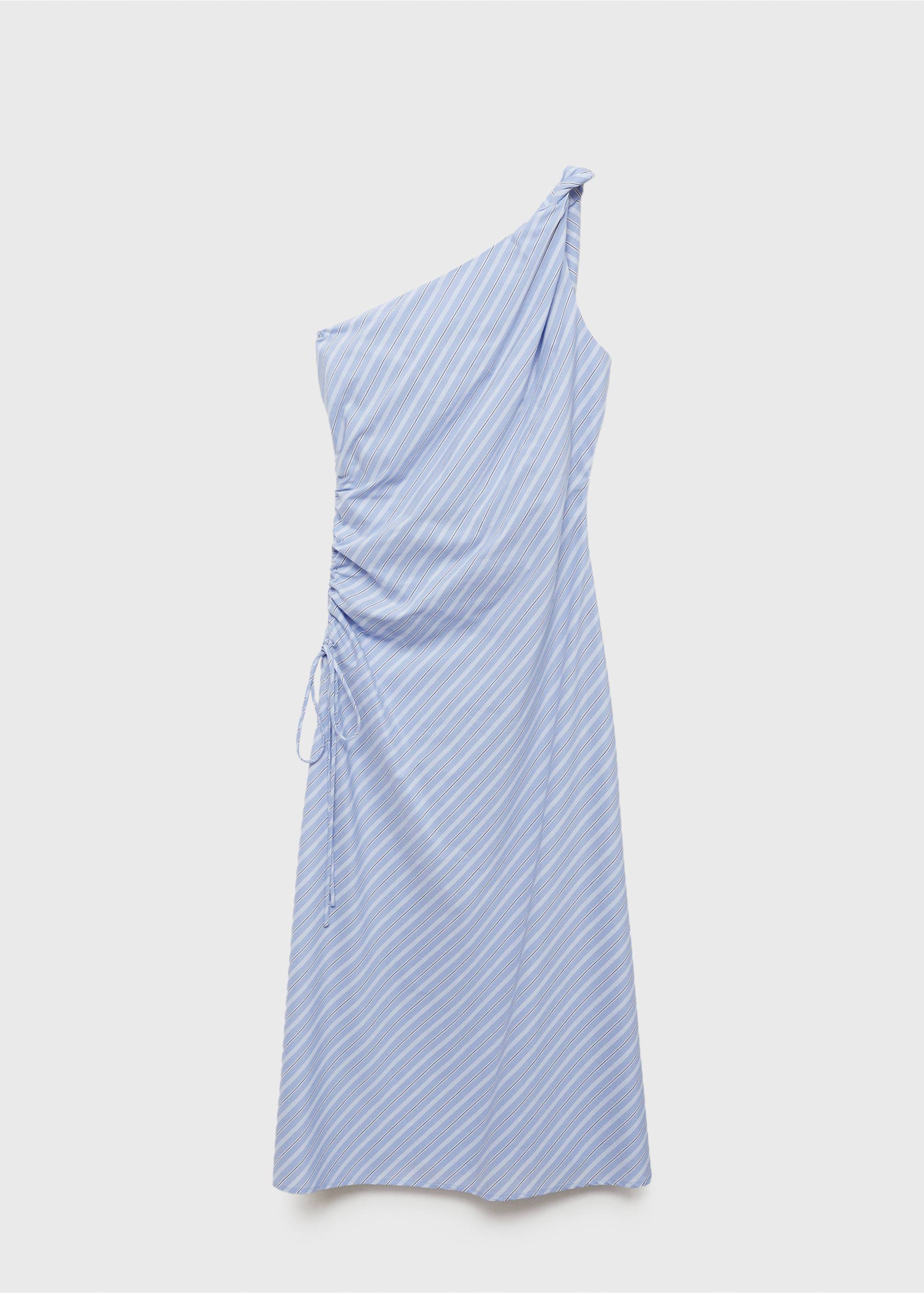 Striped draped asymmetrical dress - Article without model, Blue. Ref: 87090593-00.
