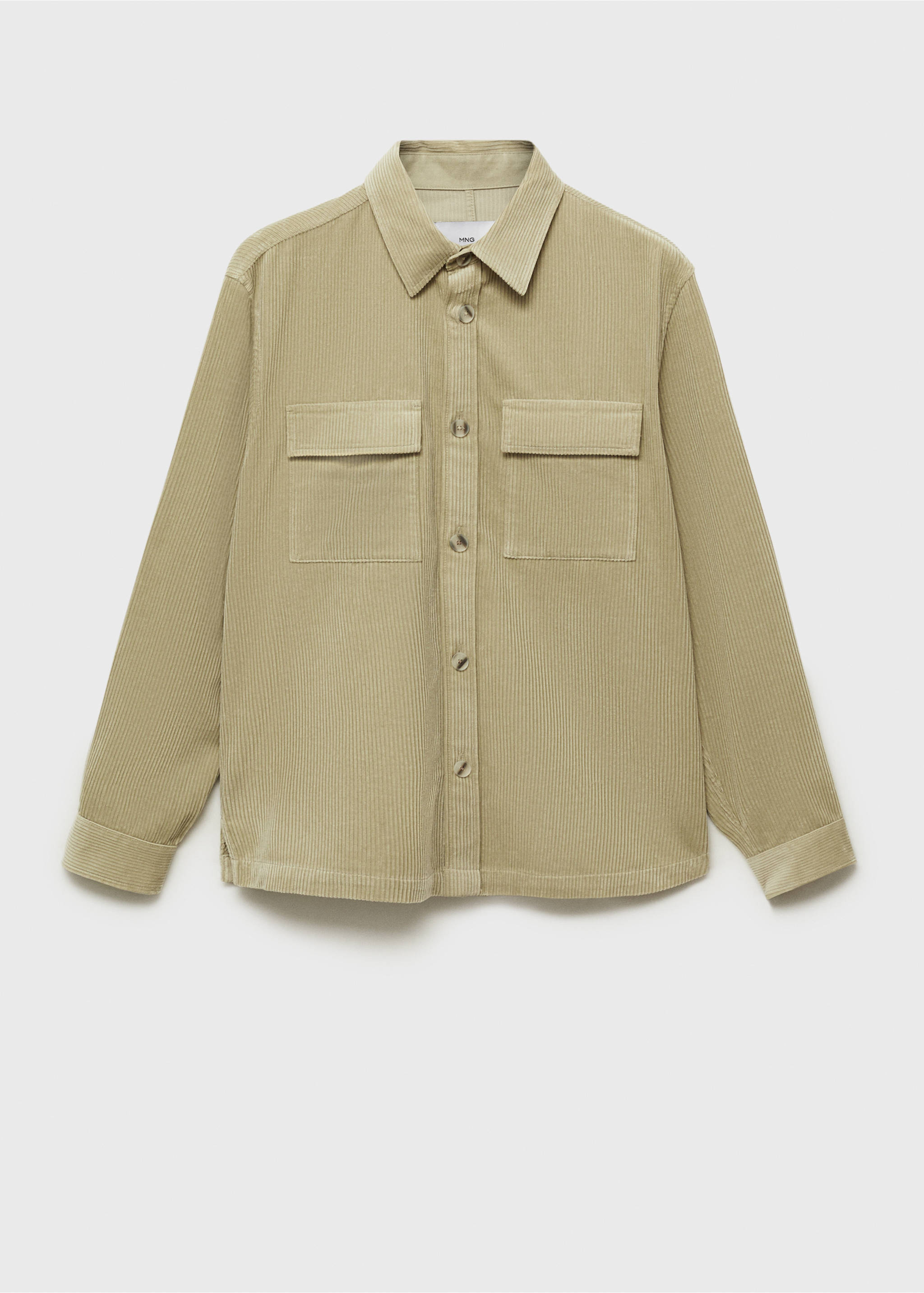 Corduroy overshirt with pockets - Article without model, Pastel Green. Ref: 87090596-00.