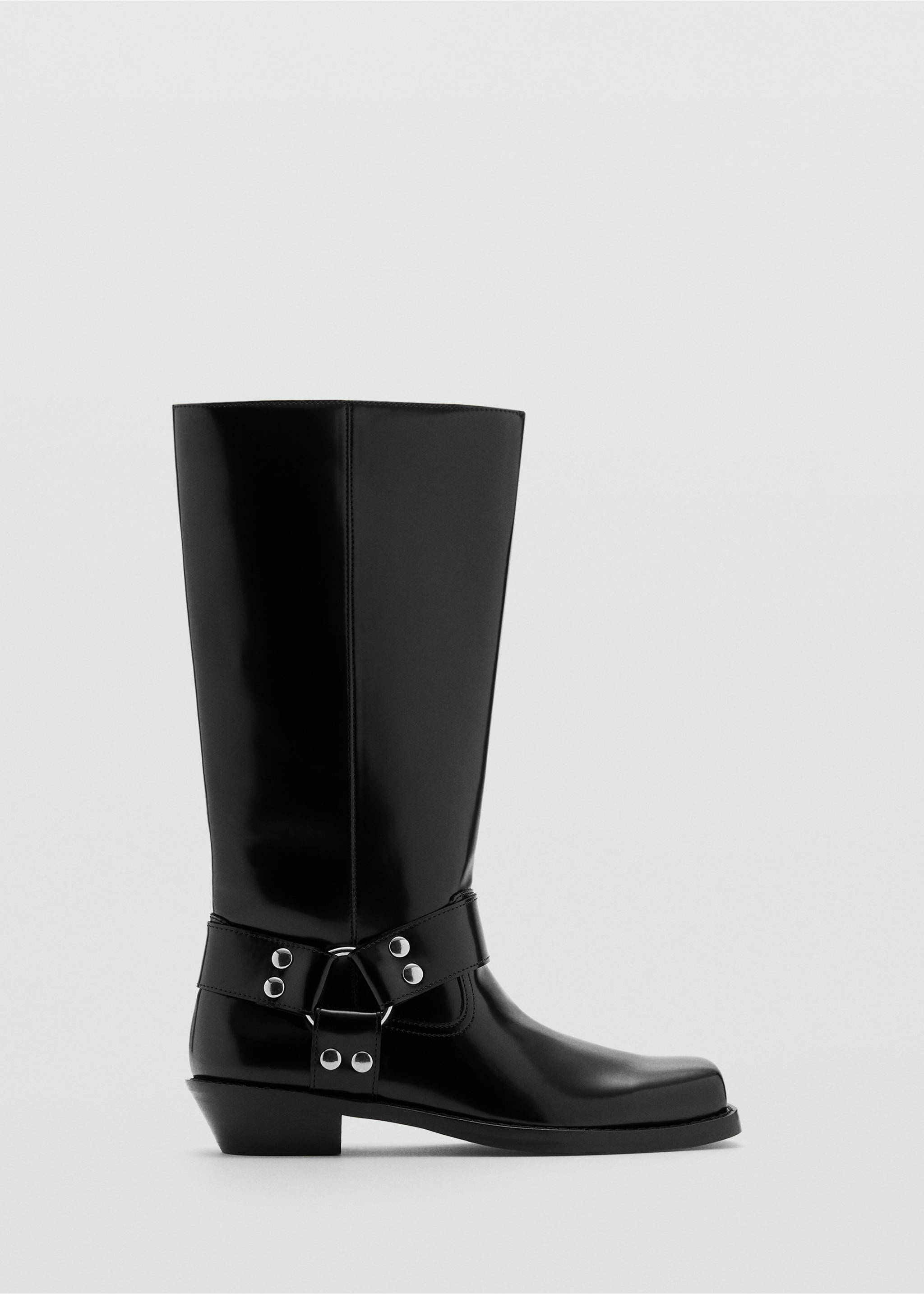 Square toe boot with metallic details - Article without model, Black. Ref: 87090597-00.