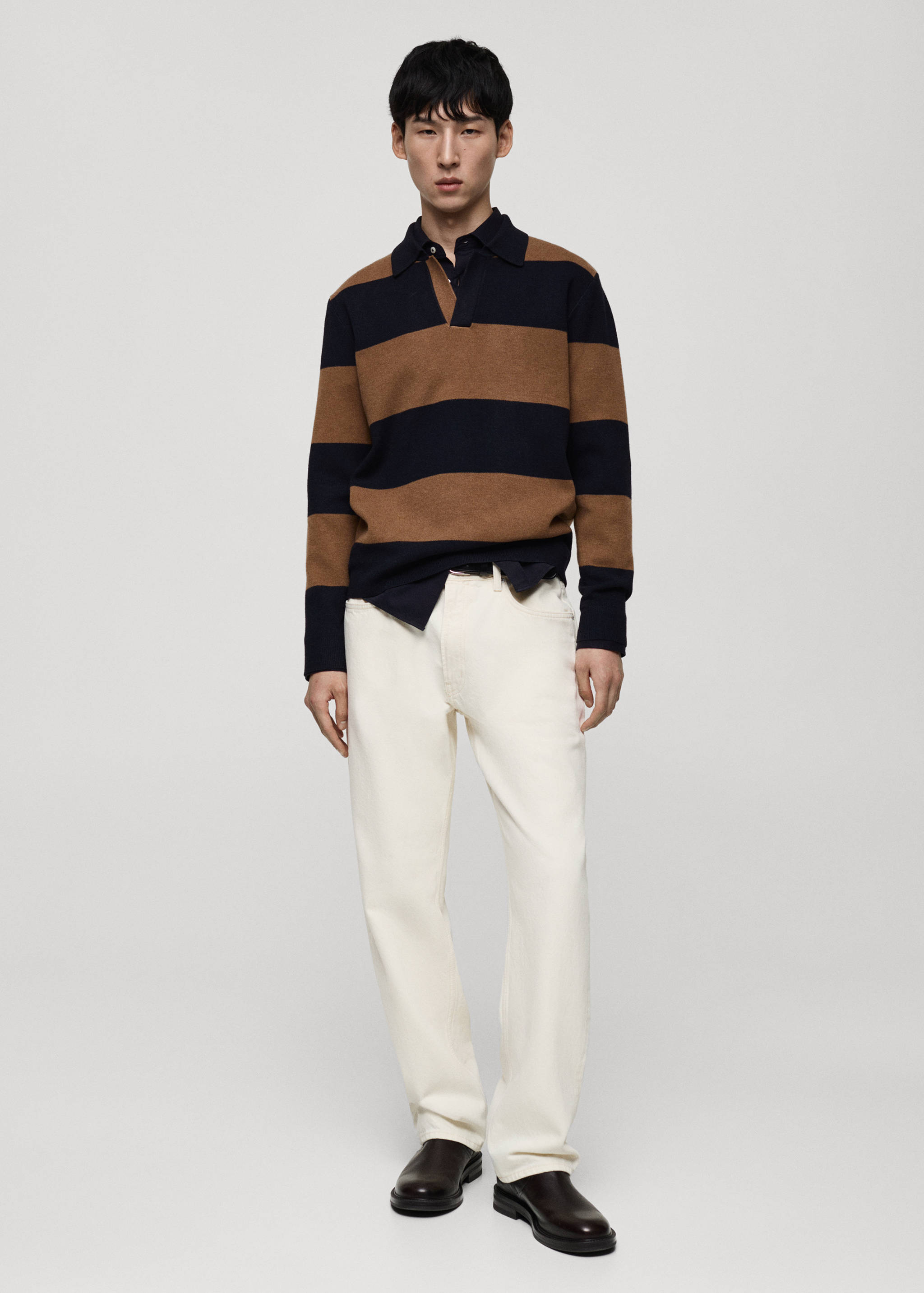 Striped design polo sweater - General plane