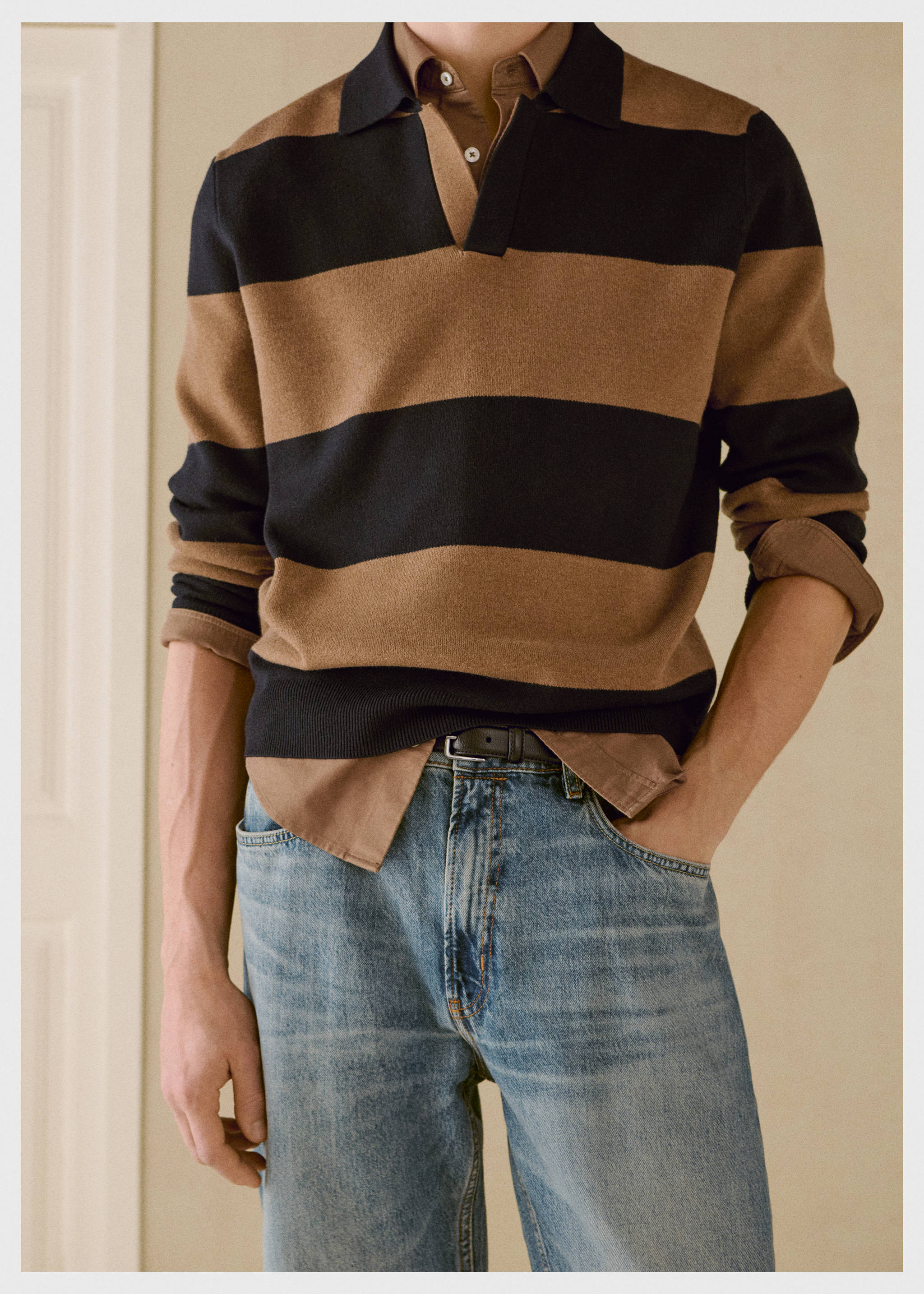 Striped design polo sweater - Details of the article 3