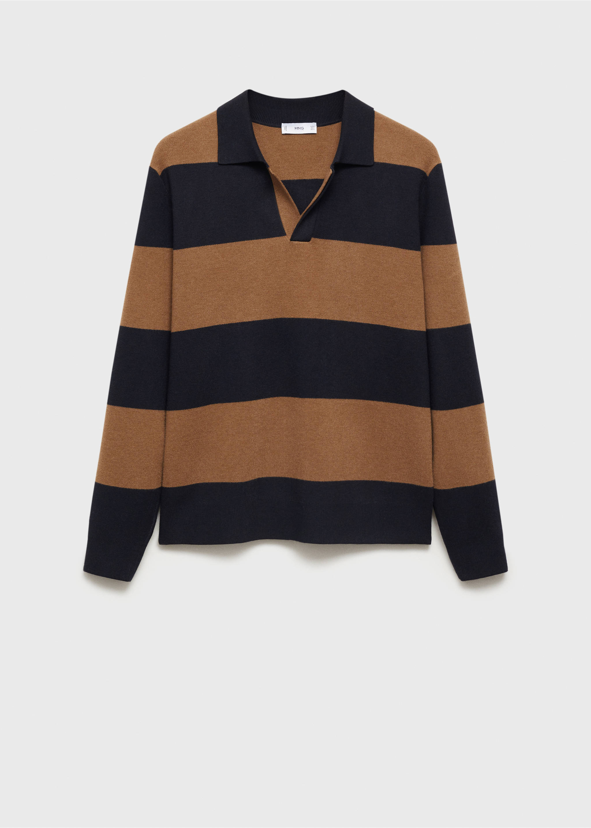 Striped design polo sweater - Article without model, Dark Navy. Ref: 87090598-00.
