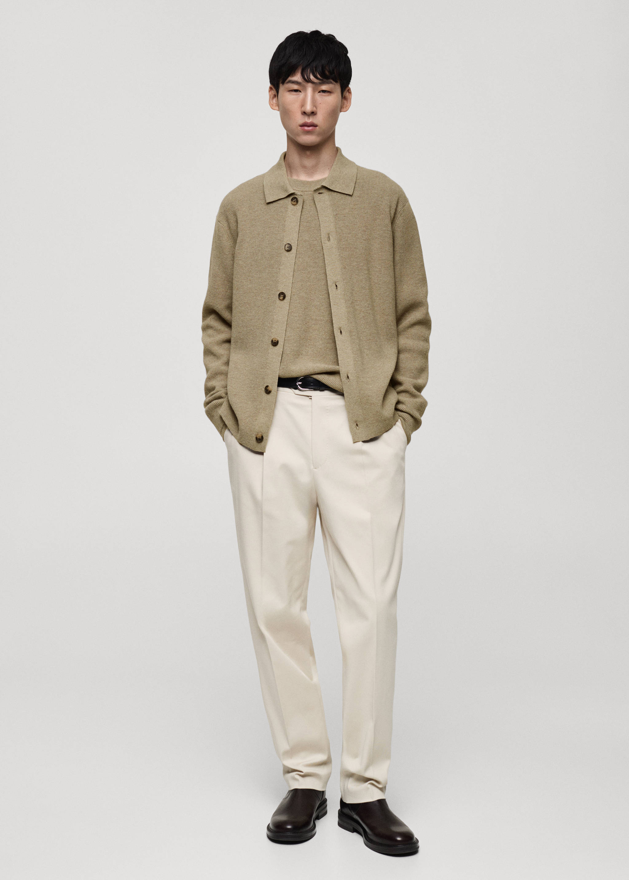 Cardigan polo laine mélangée - Plan général