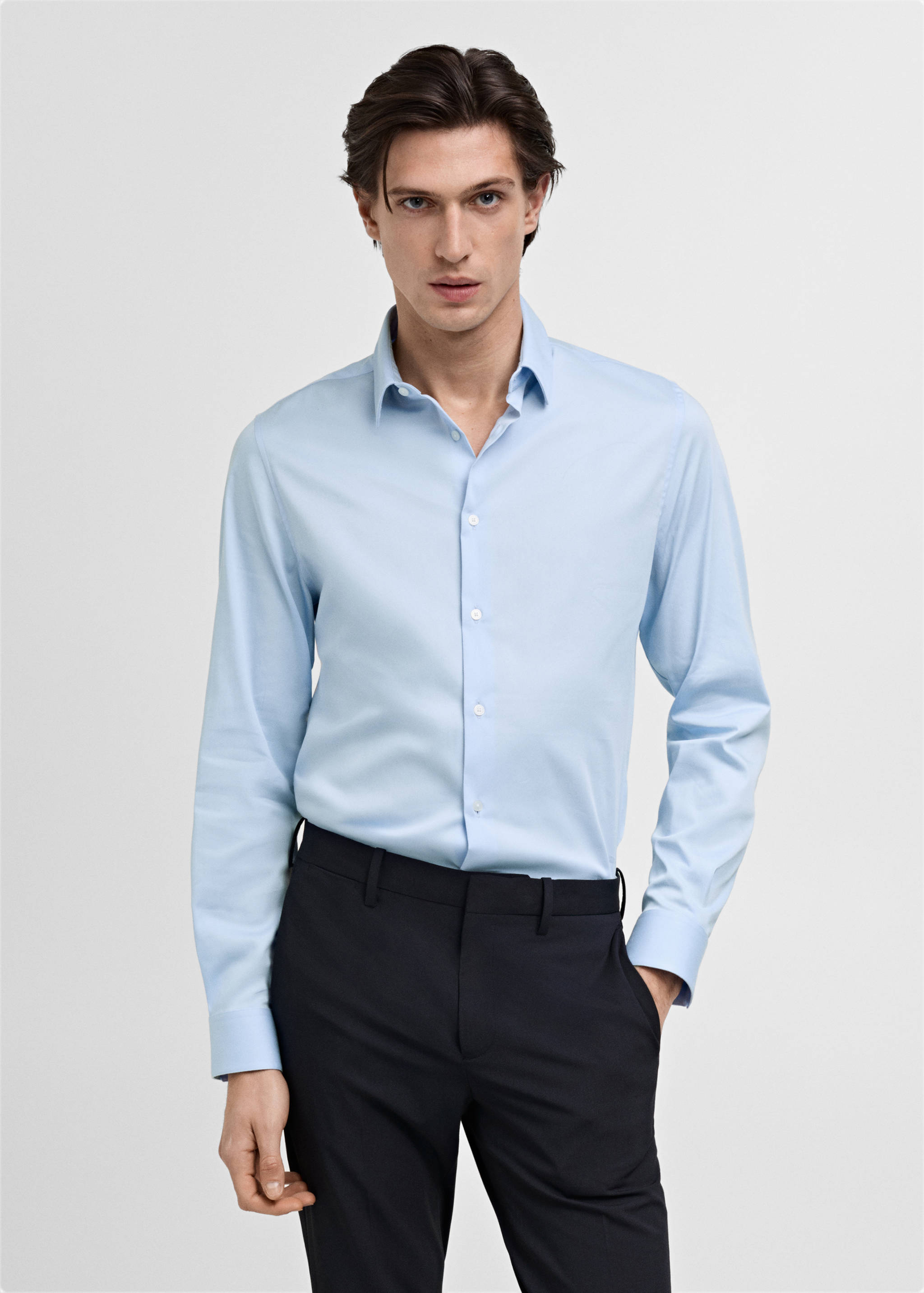 Slim fit cotton suit shirt - Medium plane
