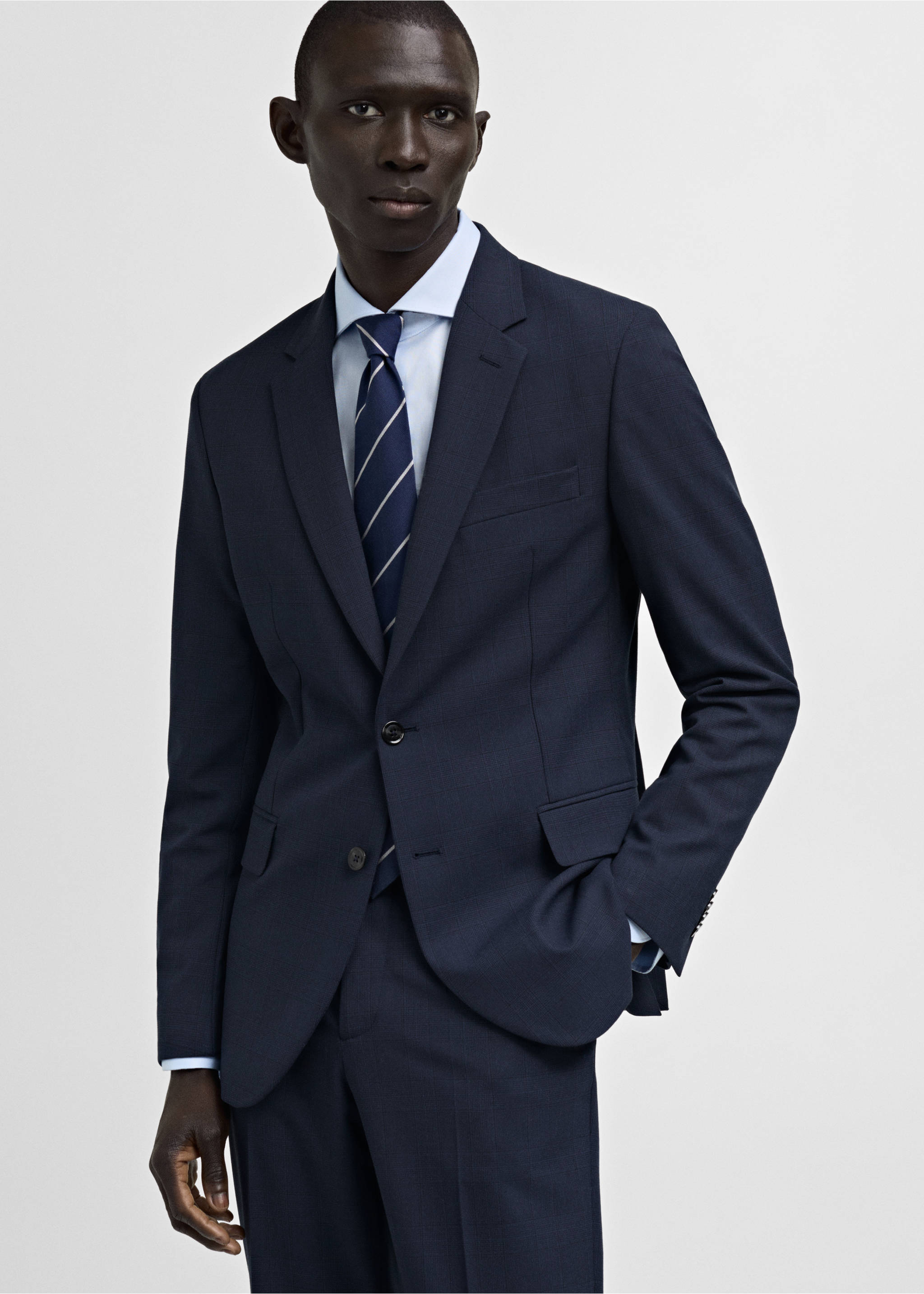 Milan slim-fit suit jacket - Medium plane, Dark Navy. Ref: 87090601-00.