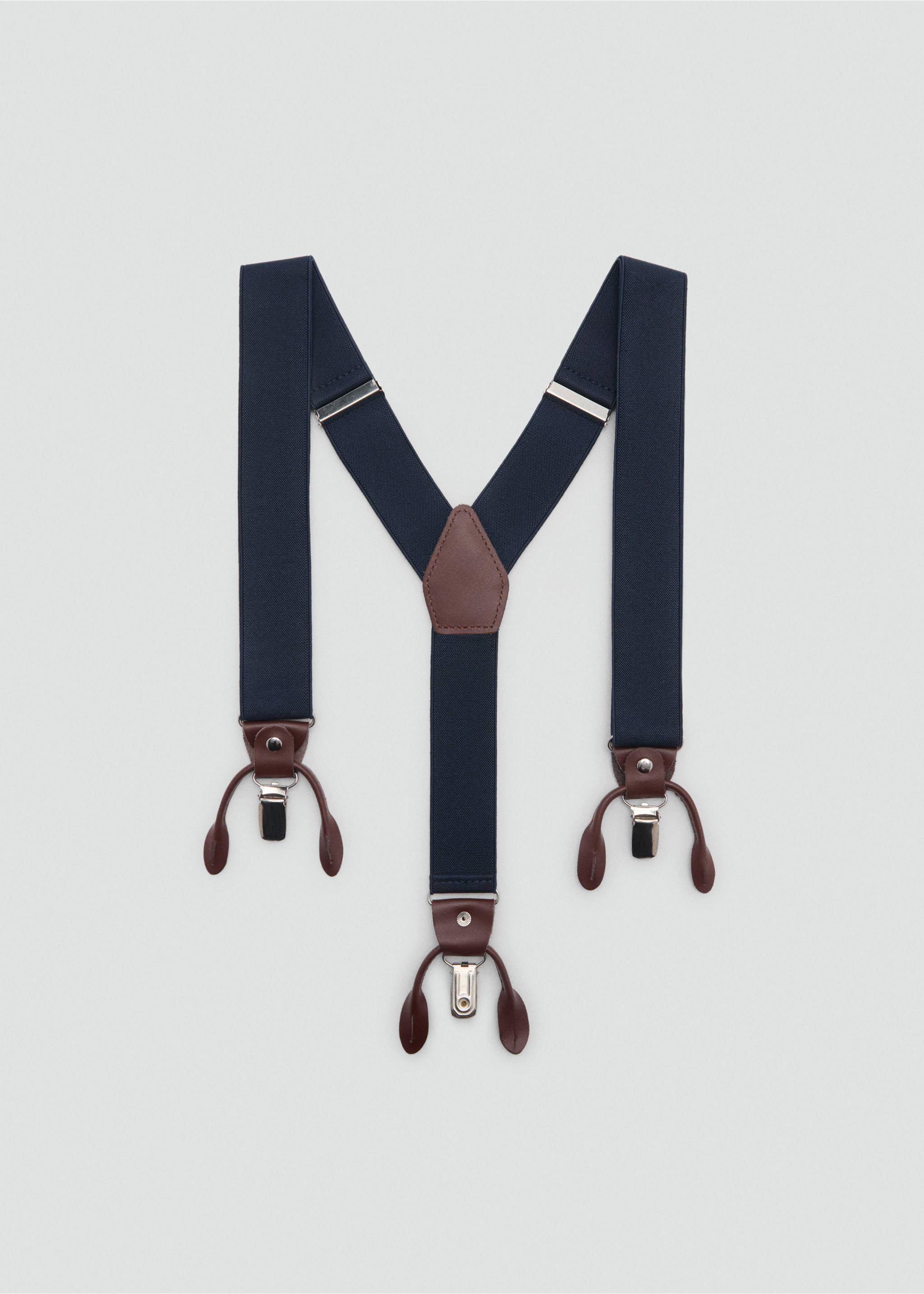 Adjustable elastic straps with leather details - Article without model, Dark Navy. Ref: 87090602-00.