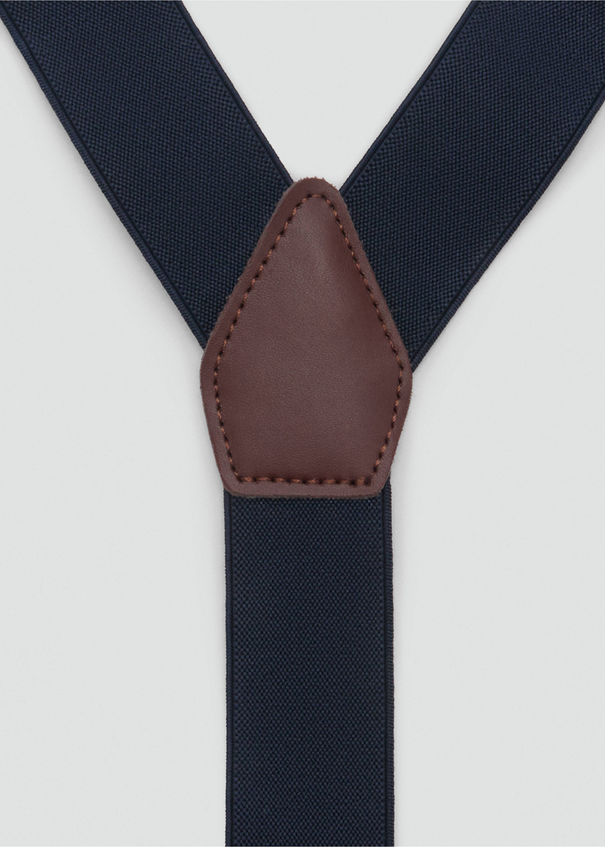 Adjustable elastic straps with leather details - Details of the article 1, Dark Navy. Ref: 87090602-00.
