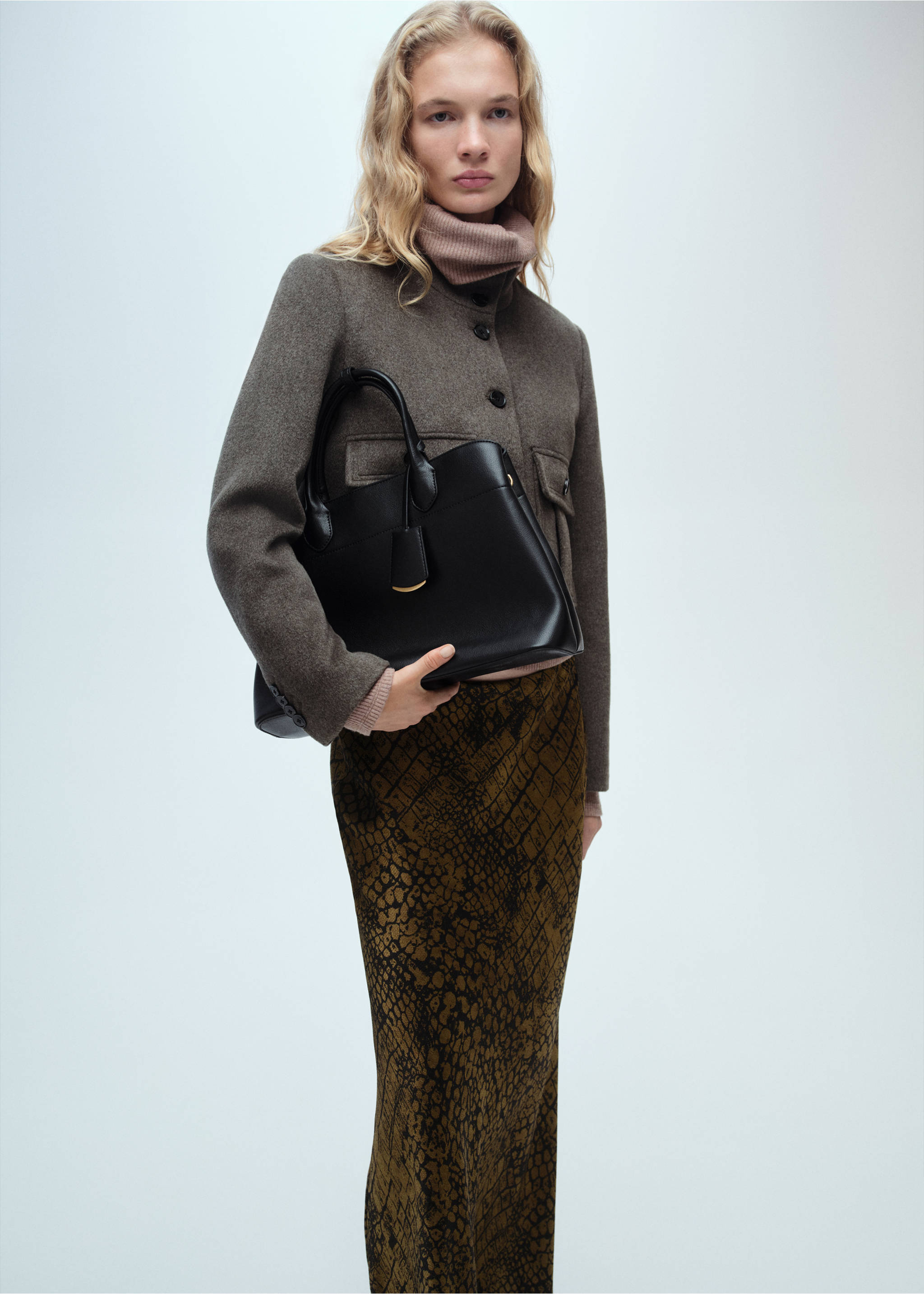 Coco print flared skirt - Details of the article 1, Brown. Ref: 87090609-00.