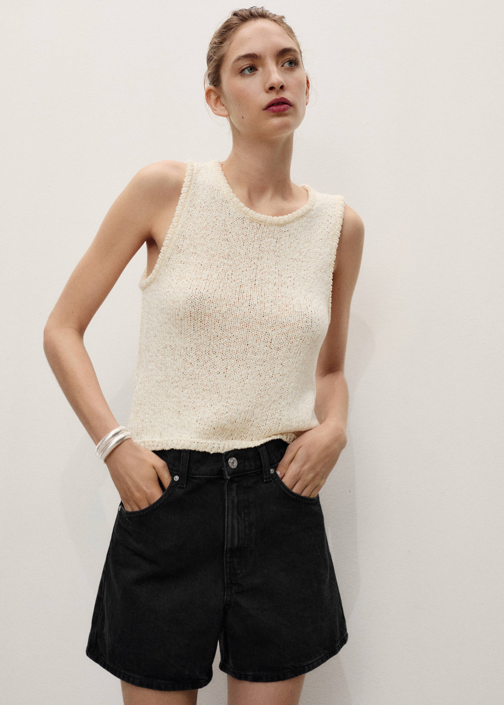 High-rise denim shorts - Medium plane