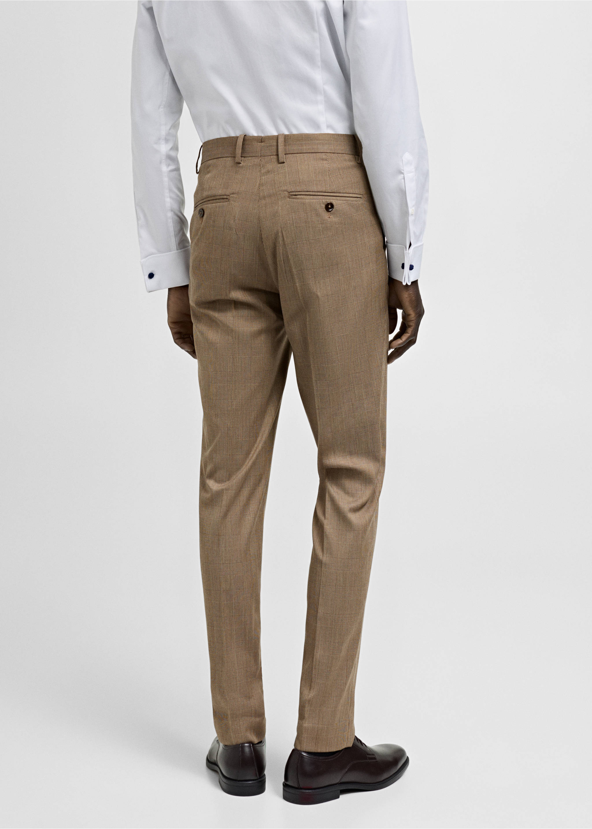 Milan Prince of Wales check suit trousers - Reverse of the article, Medium Brown. Ref: 87090612-00.