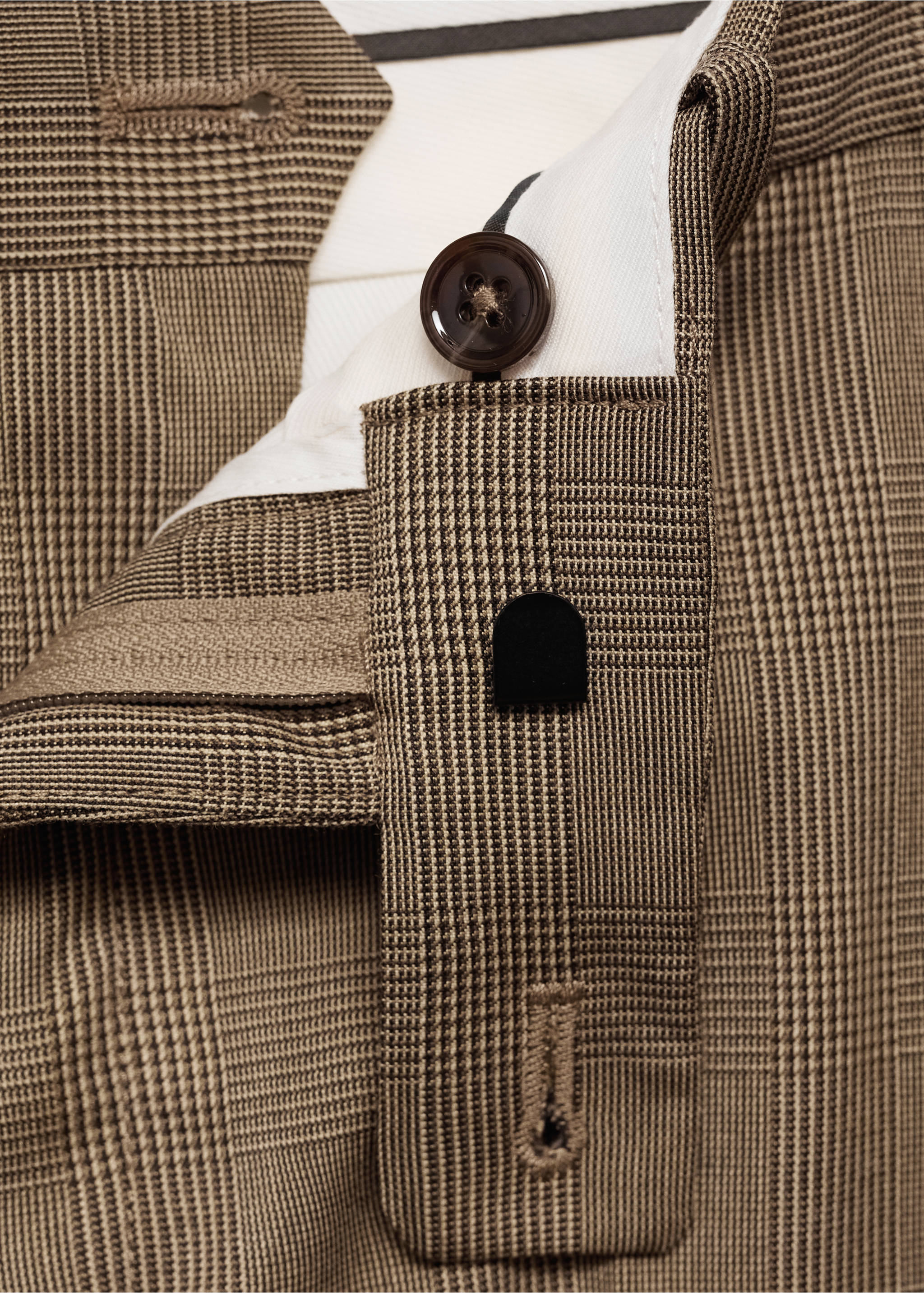 Milan Prince of Wales check suit trousers - Details of the article 8, Medium Brown. Ref: 87090612-00.