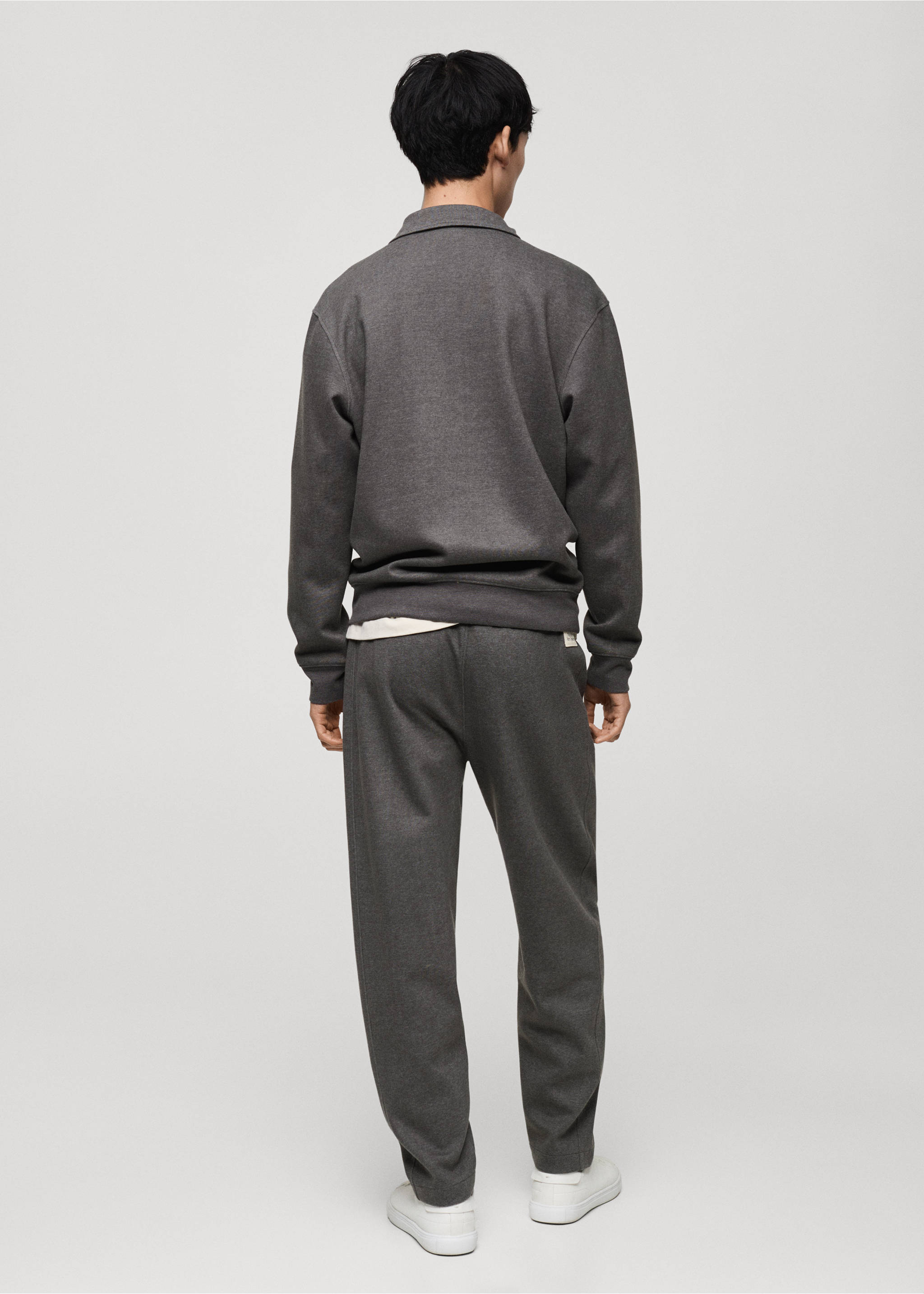 Polo sweatshirt with embroidery detail - Reverse of the article, Medium Heather Grey. Ref: 87090614-00.