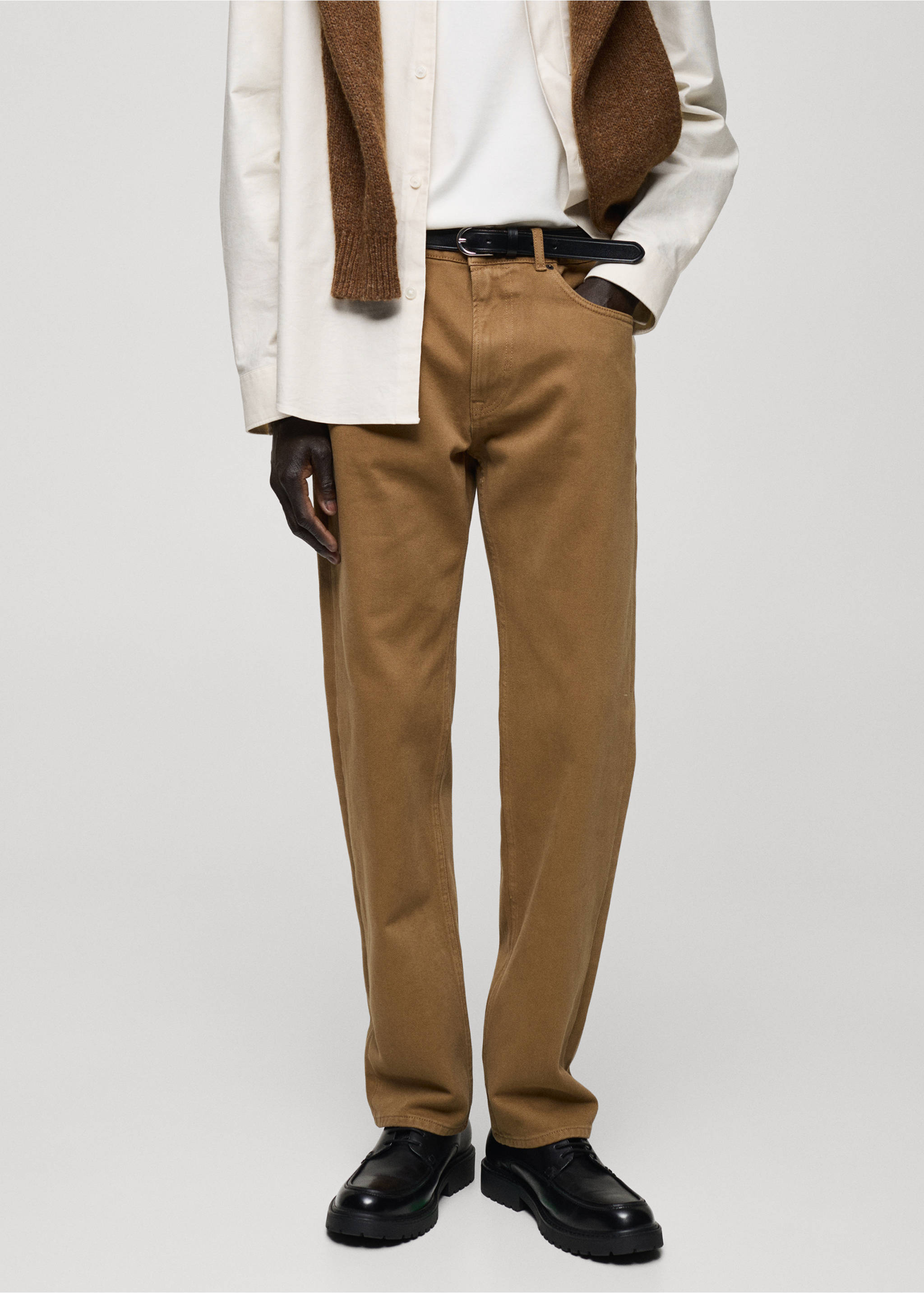 Straight fit cotton jeans - Medium plane, Medium Brown. Ref: 87090617-00.