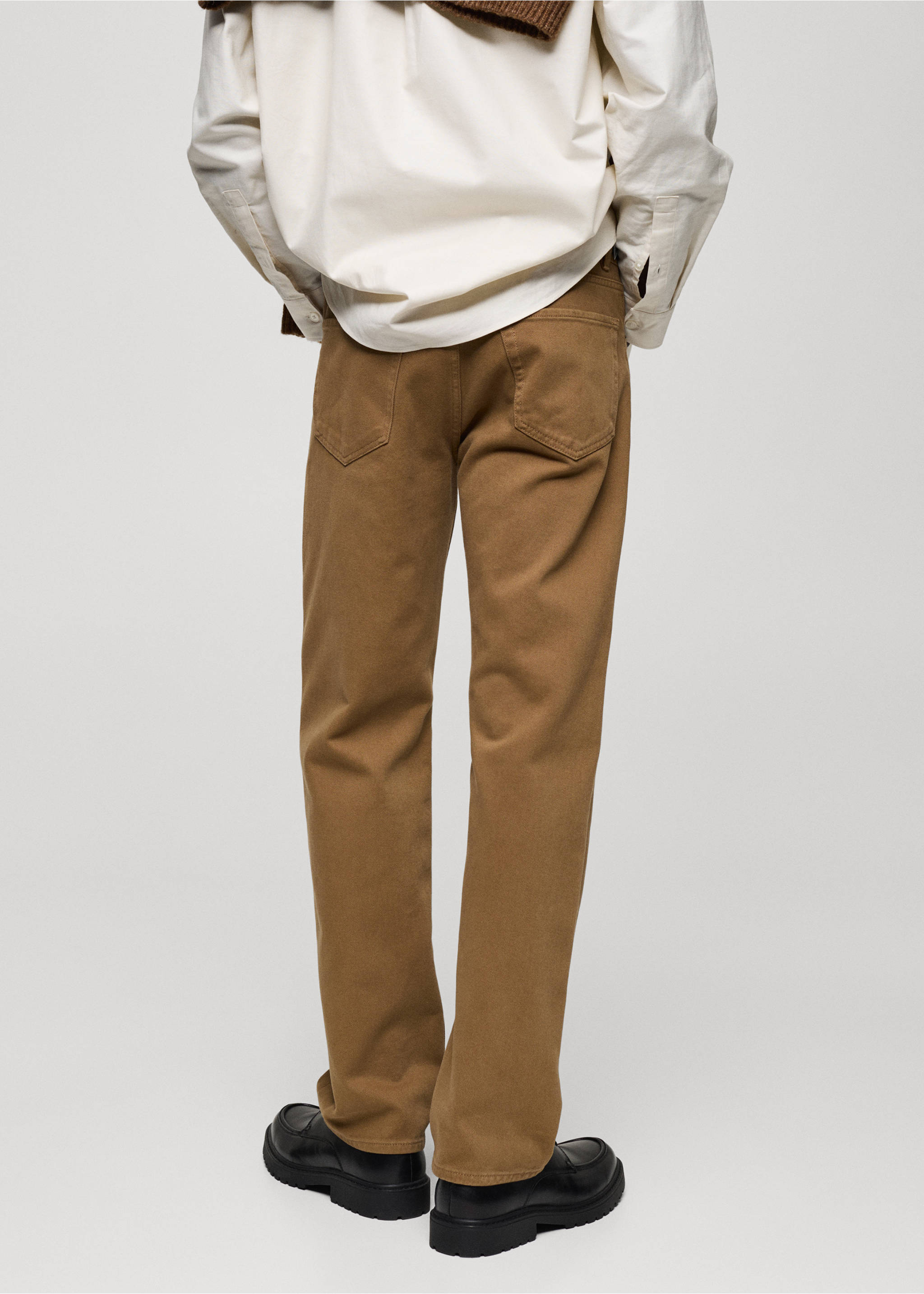 Straight fit cotton jeans - Reverse of the article, Medium Brown. Ref: 87090617-00.