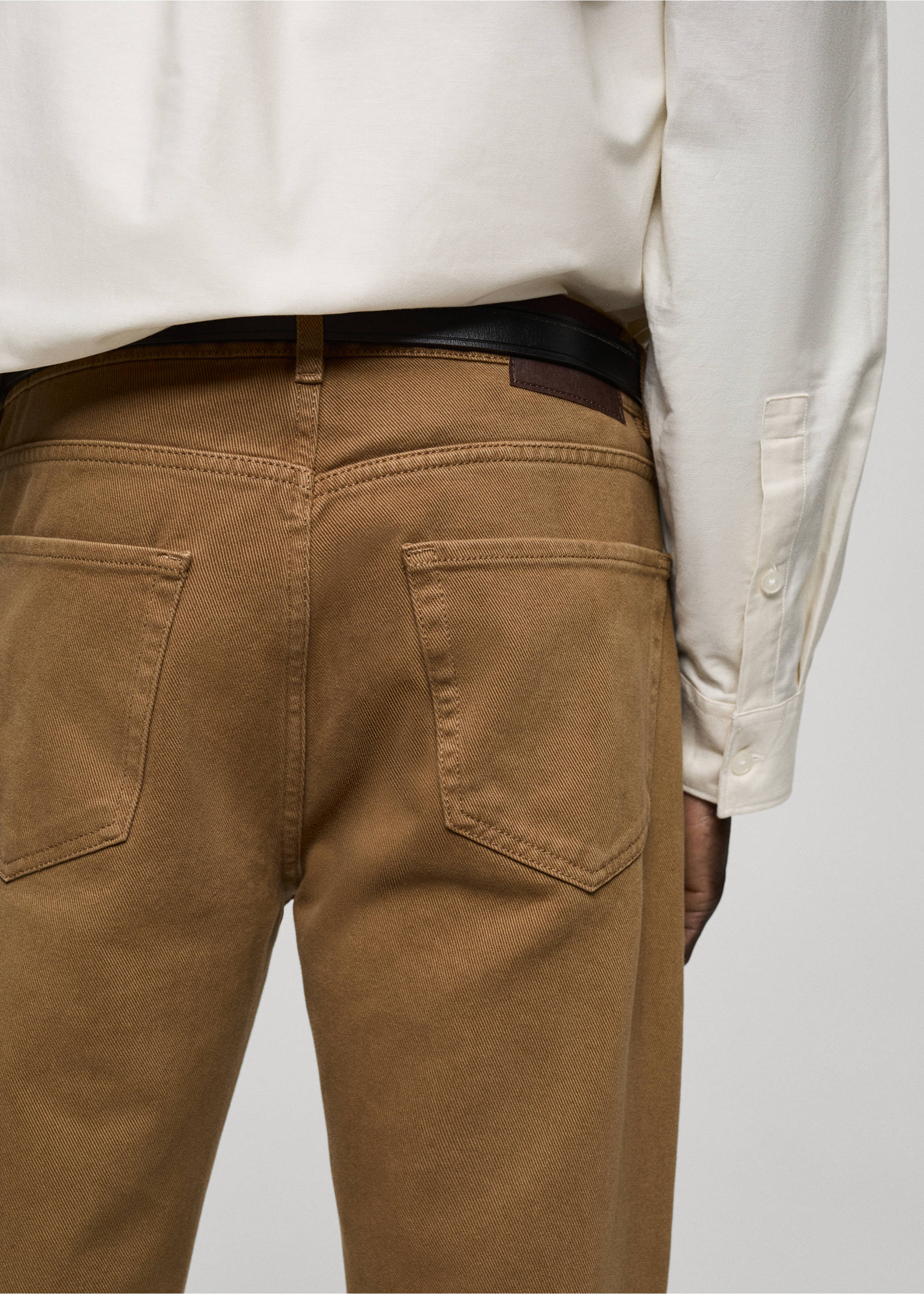 Straight fit cotton jeans - Details of the article 6, Medium Brown. Ref: 87090617-00.