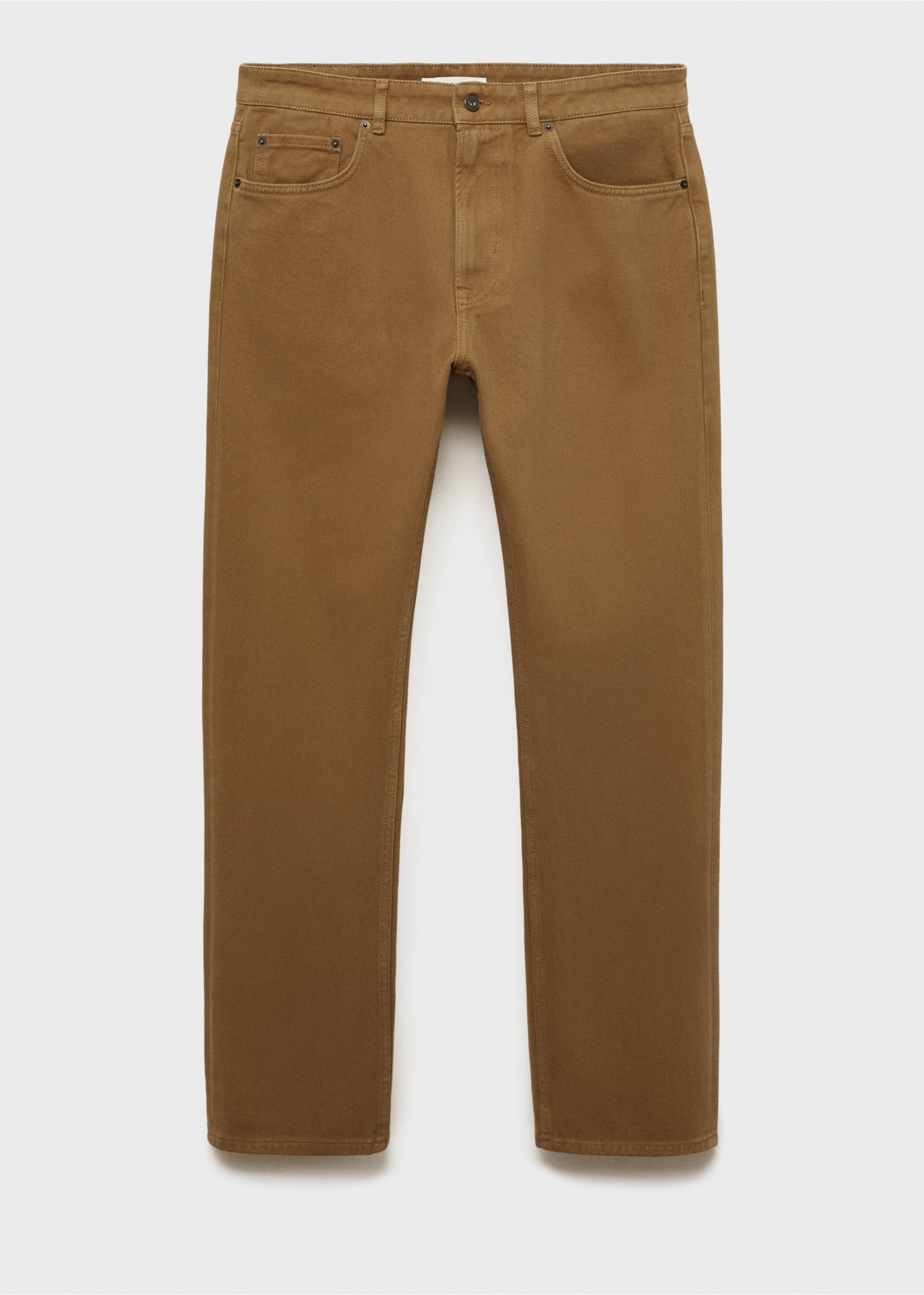 Straight fit cotton jeans - Article without model, Medium Brown. Ref: 87090617-00.