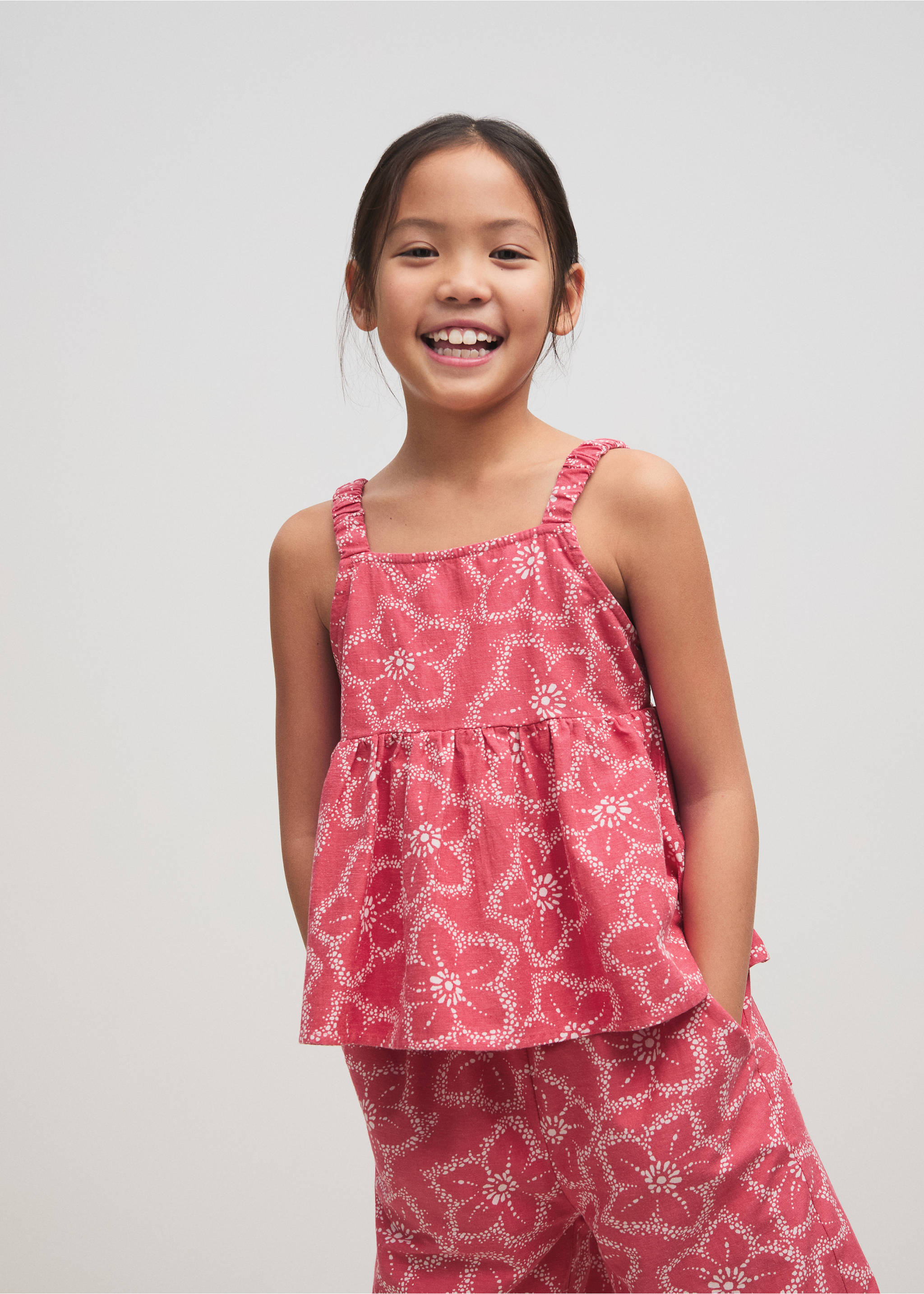 Floral print blouse - Medium plane, Strawberry. Ref: 87090618-00.