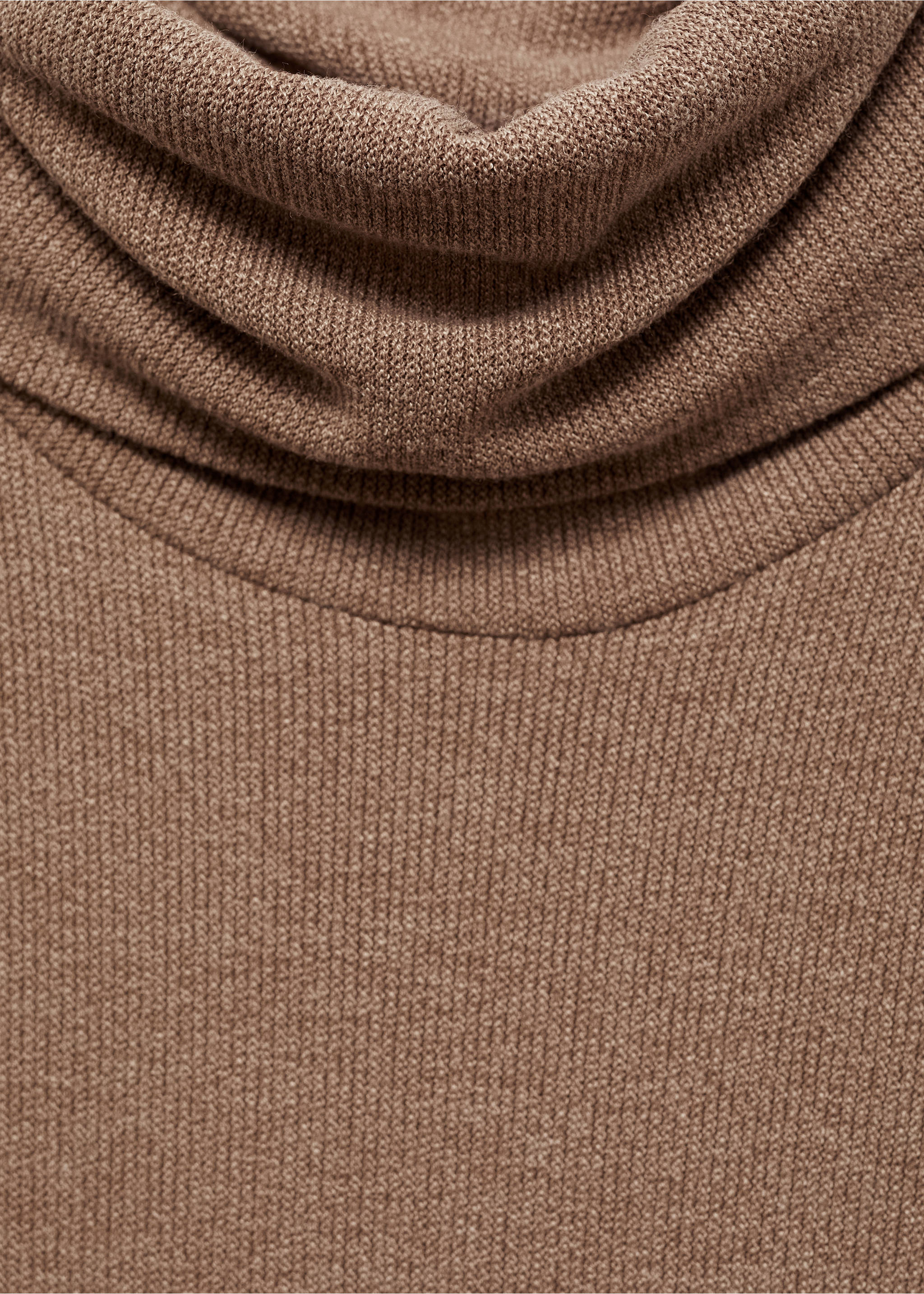Knitted turtleneck dress - Details of the article 8, Brown. Ref: 87090625-00.