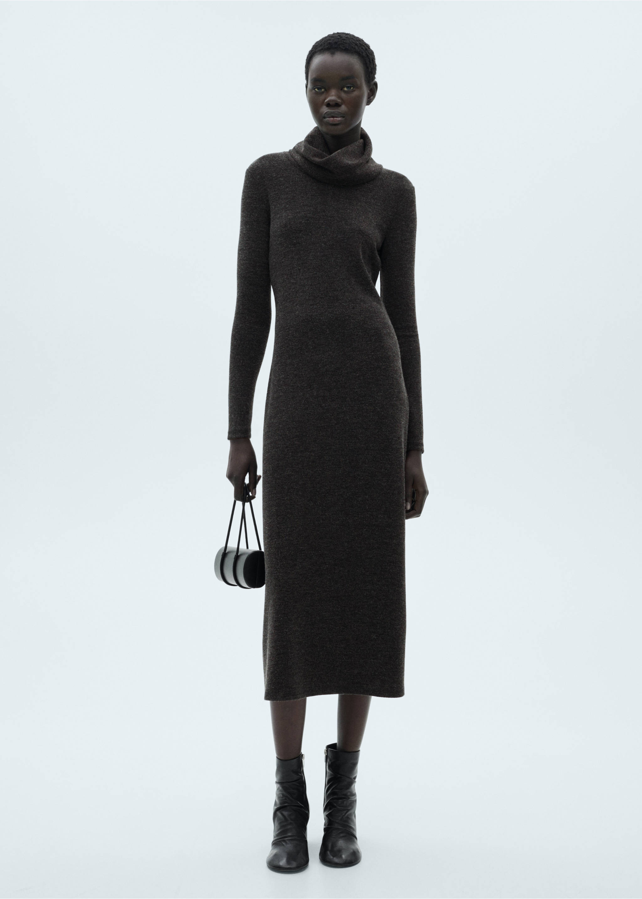 Knitted turtleneck dress - General plane, Grey. Ref: 87090625-00.