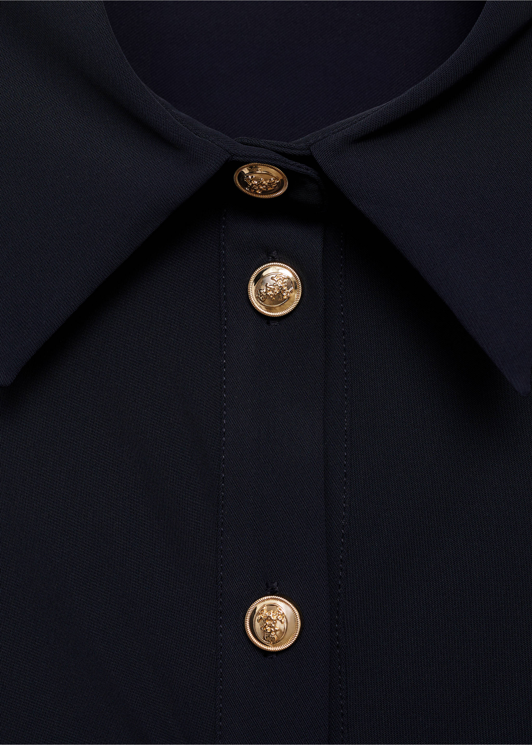 Midi-dress with draped waist - Details of the article 8, Dark Navy. Ref: 87090629-00.