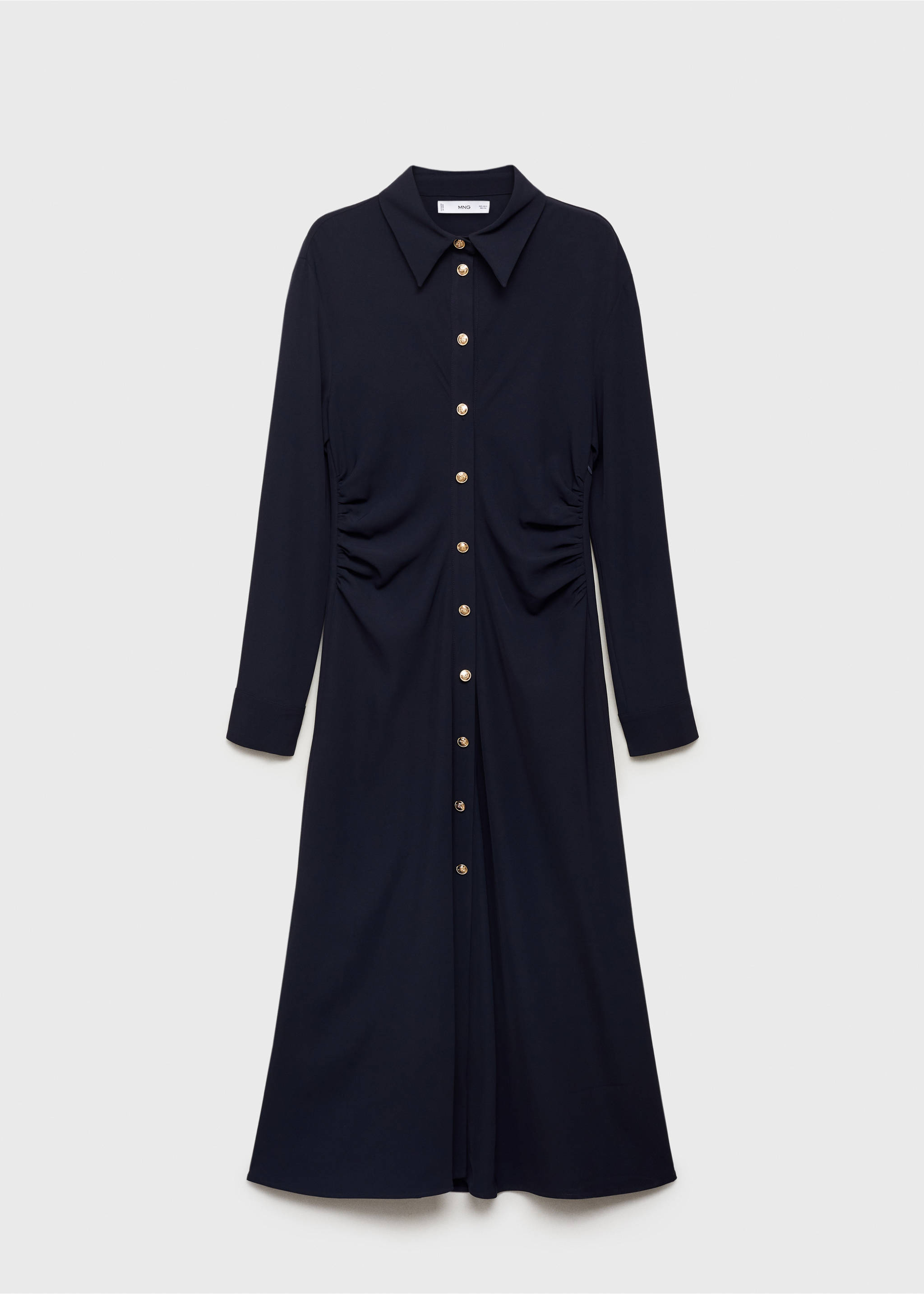 Midi-dress with draped waist - Article without model, Dark Navy. Ref: 87090629-00.