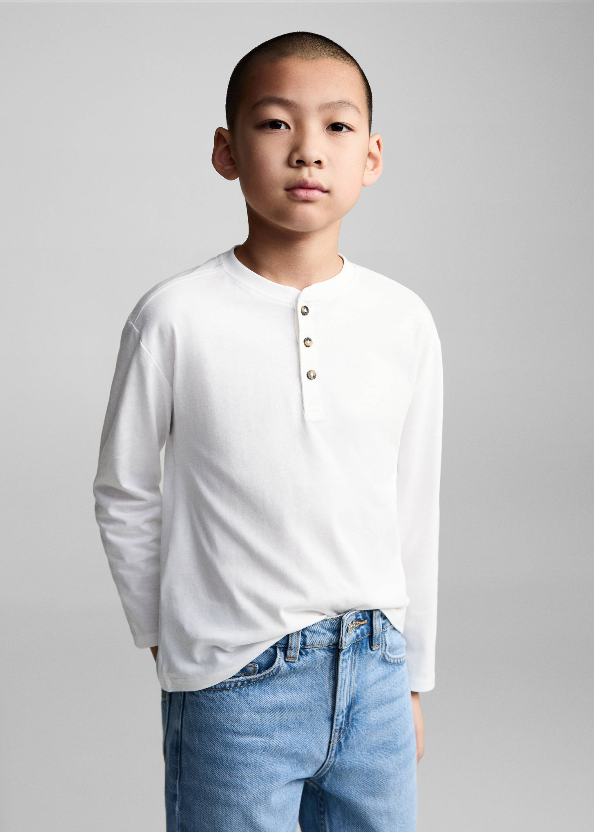 Long sleeve cotton t-shirt - Medium plane, Off White. Ref: 87090647-00.