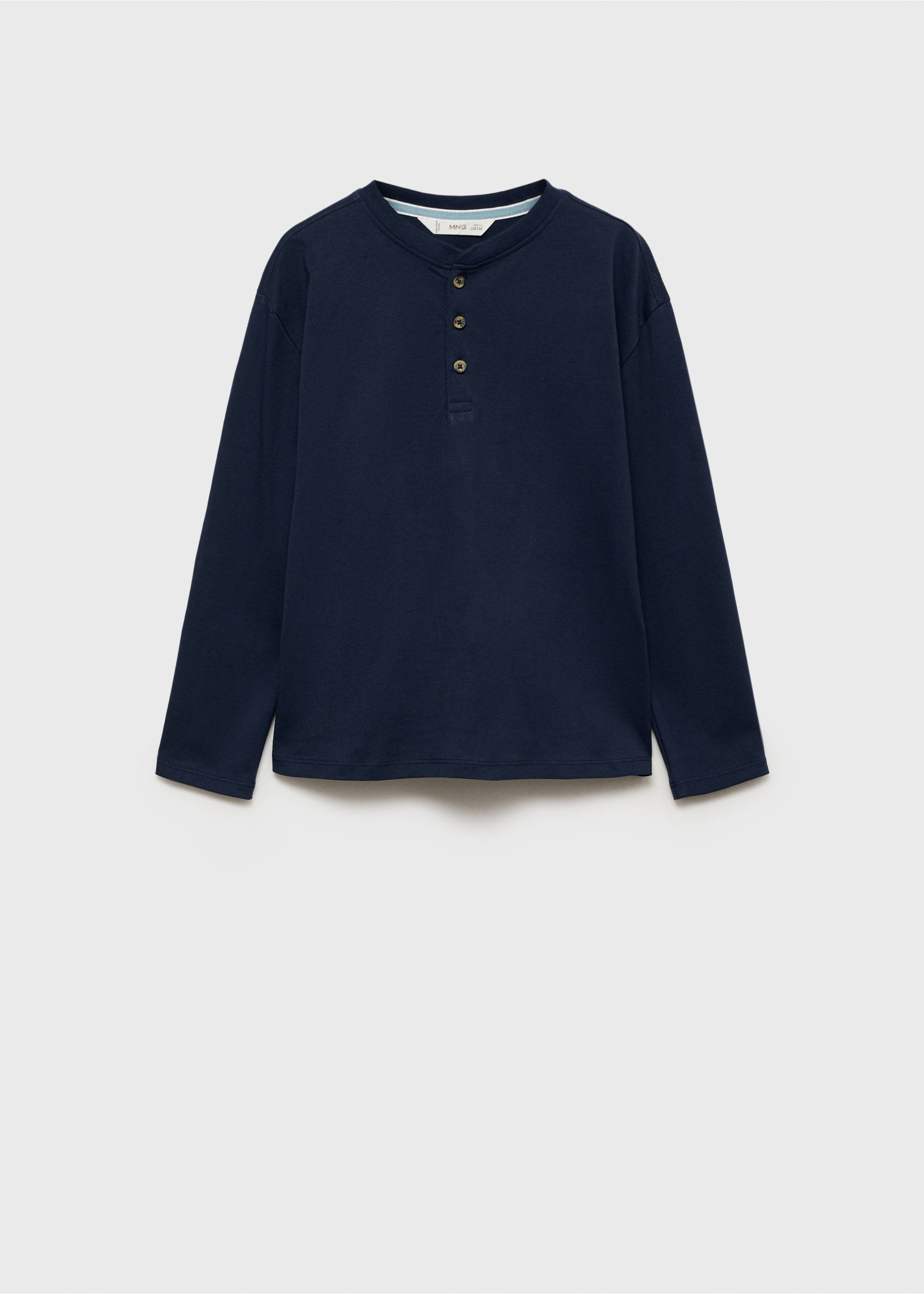 Long sleeve cotton t-shirt - Article without model, Dark Navy. Ref: 87090647-00.