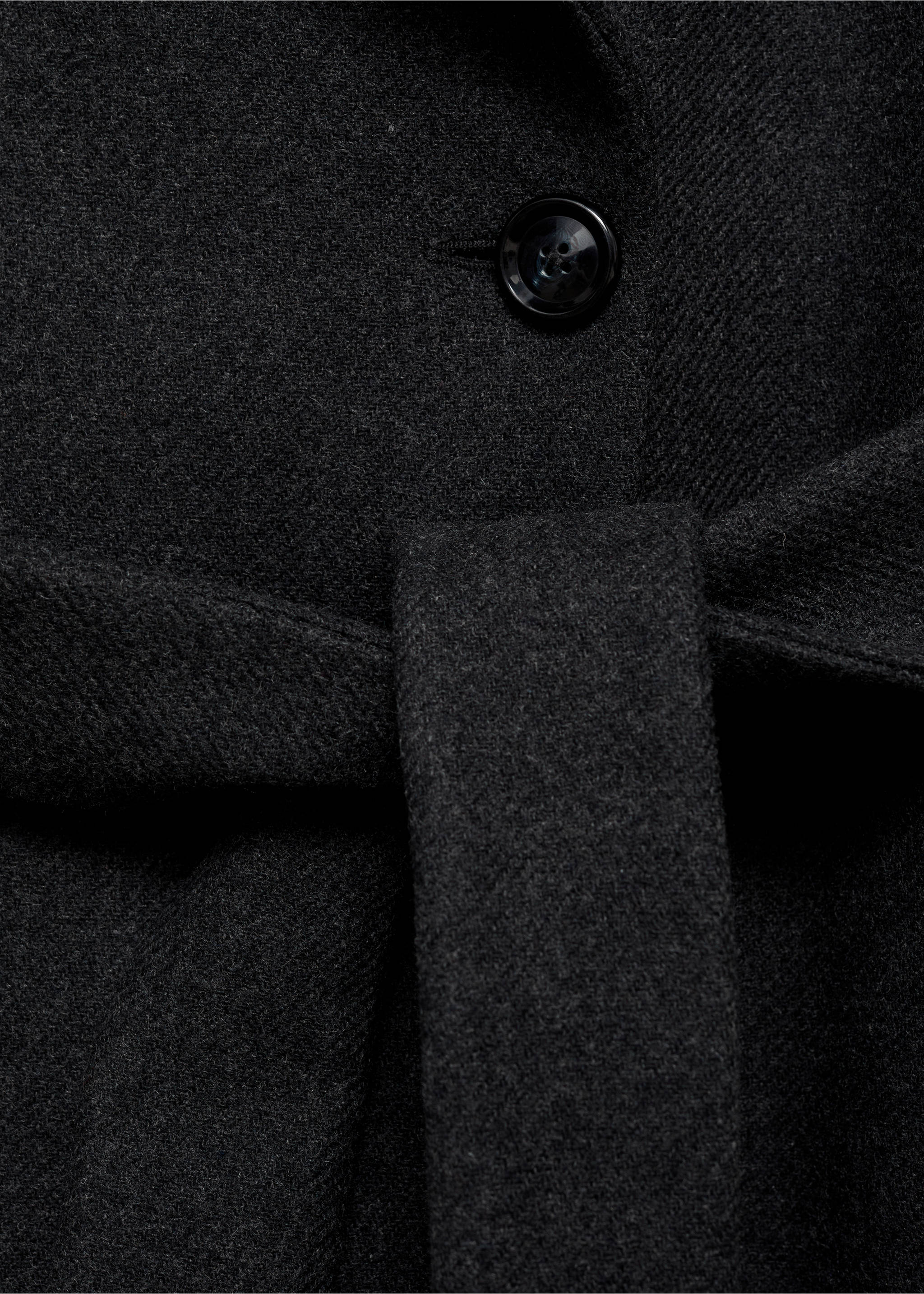 Woollen coat with belt - Details of the article 8, Grey. Ref: 87090649-00.