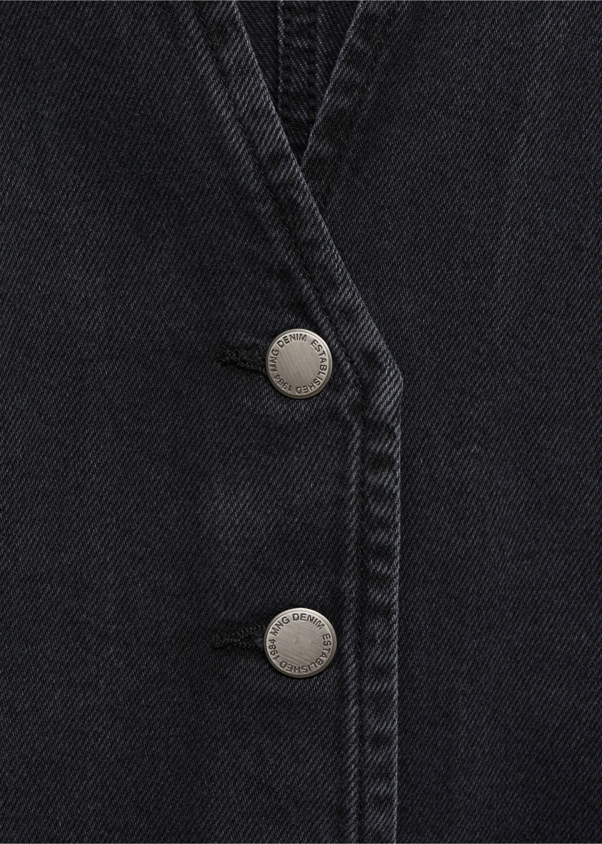 Denim waistcoat with bow - Details of the article 8, Open Grey. Ref: 87090650-00.