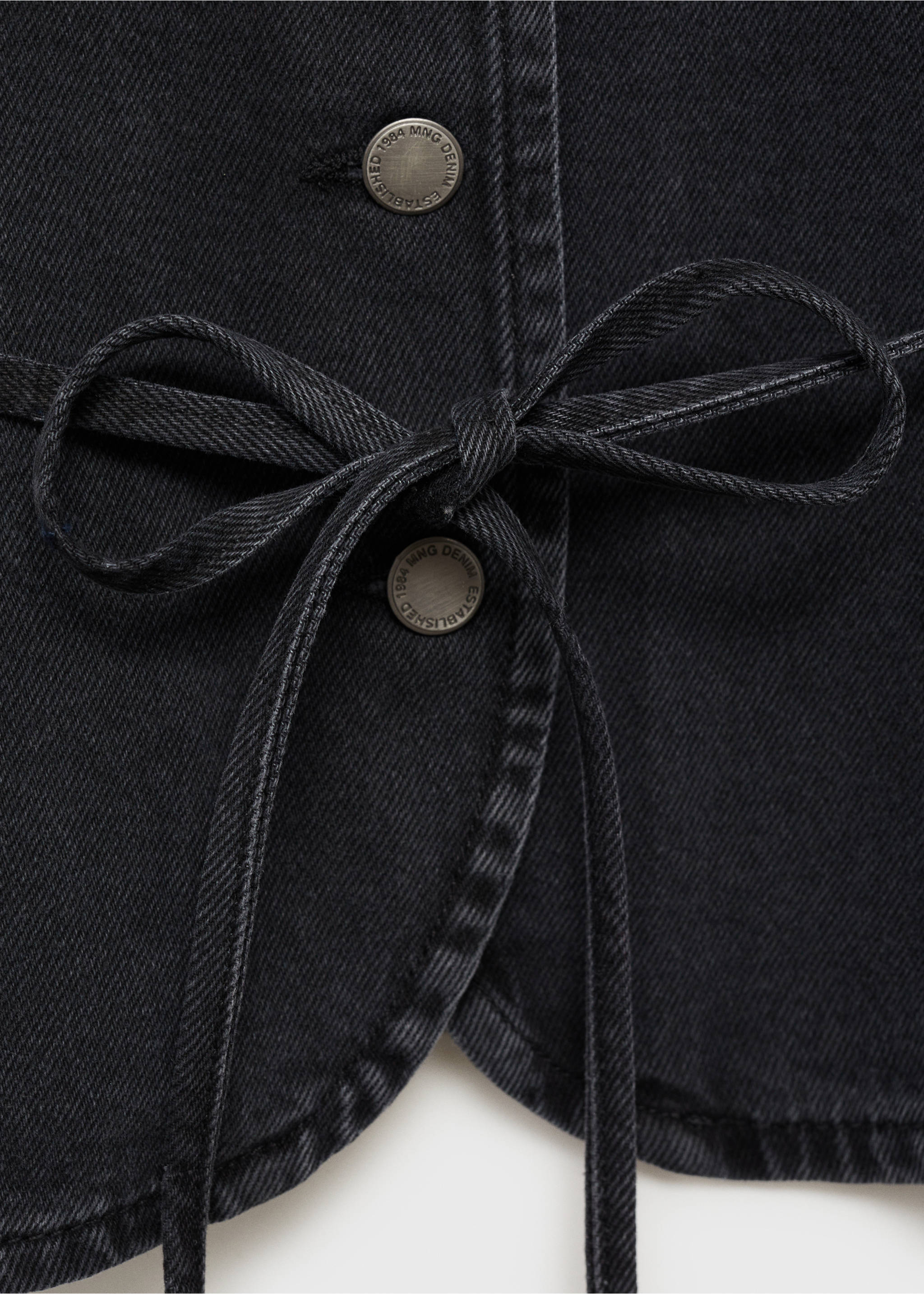 Denim waistcoat with bow - Details of the article 0, Open Grey. Ref: 87090650-00.