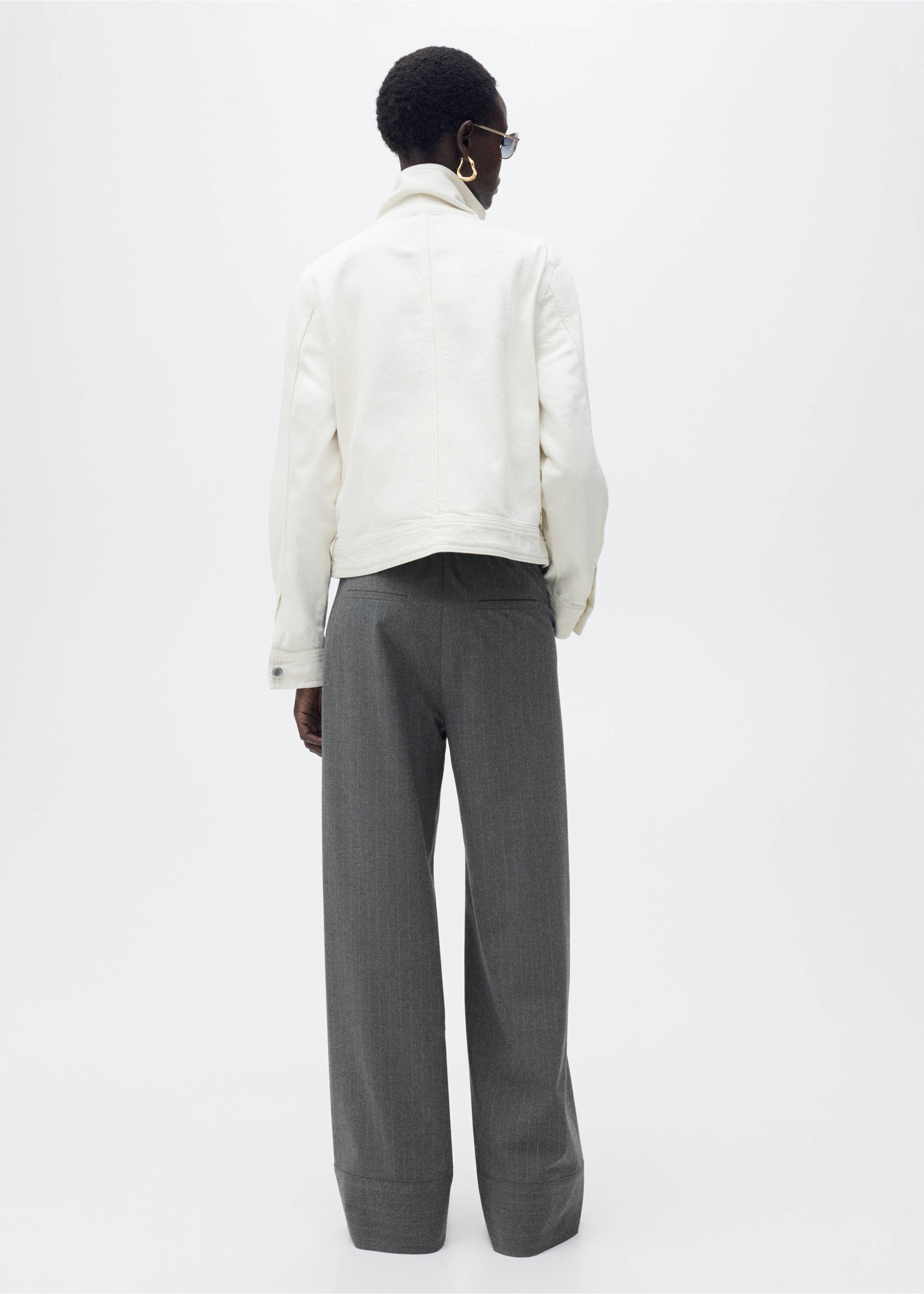 Chalk-stripe straight trousers - Reverse of the article, Grey. Ref: 87090651-00.