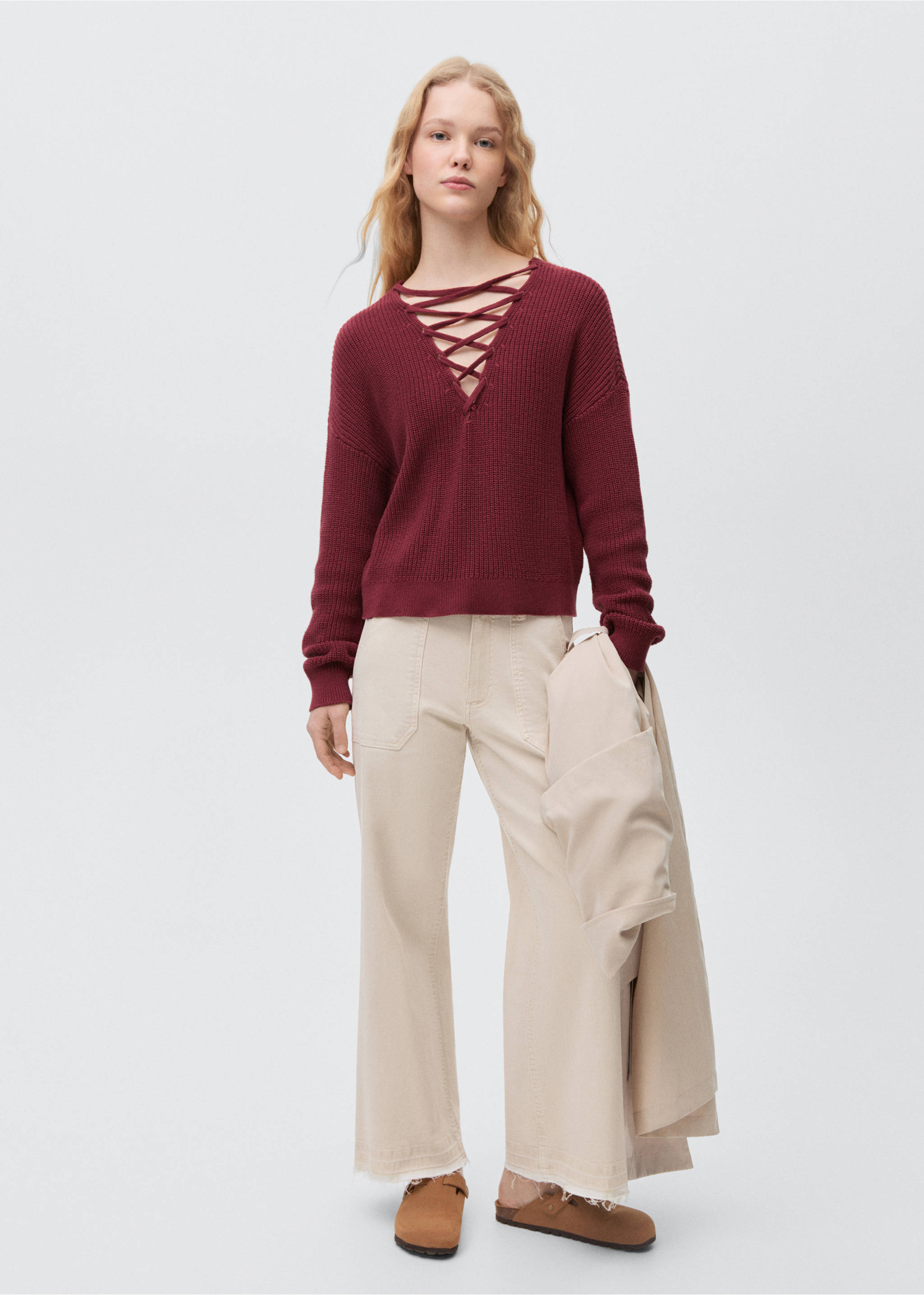 Culotte jeans with pockets - General plane, Beige. Ref: 87091046-00.
