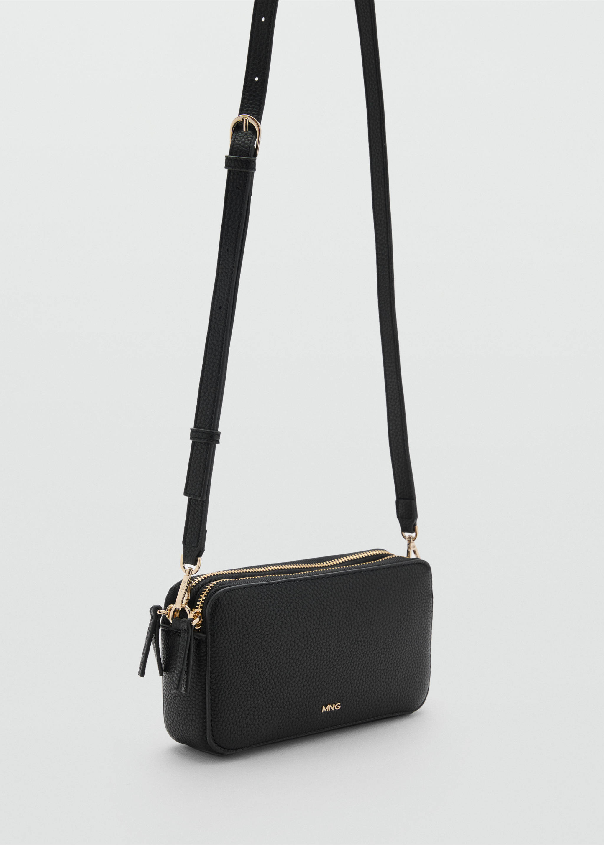 Shoulder bag with double zip - Medium plane, Black. Ref: 87091050-00.