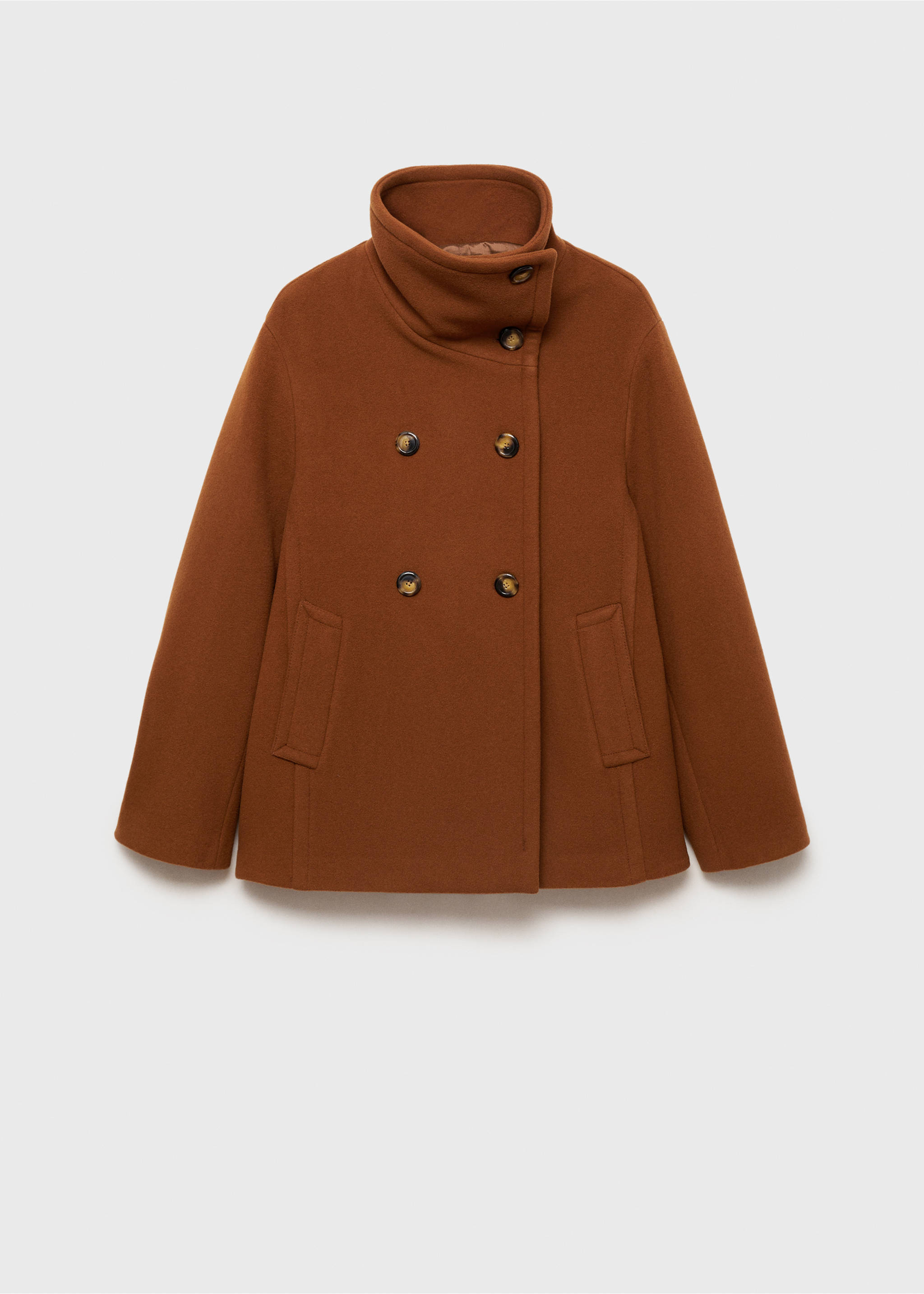 Manteau court laine double boutonnage - Article sans modèle, Marron. Ref: 87091057-00.
