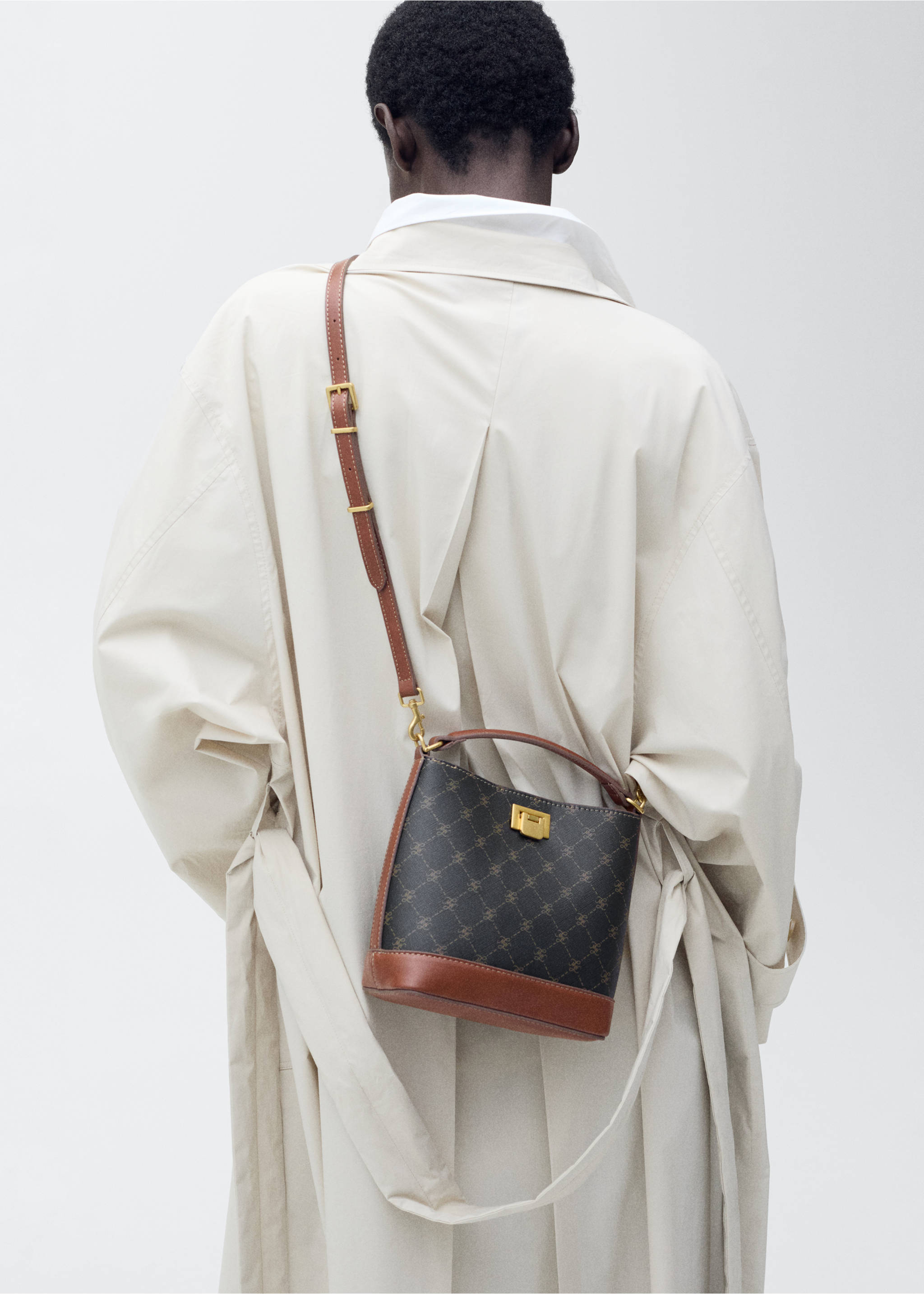 Mini shopper bag with printed logo - Details of the article 9, Brown. Ref: 87091515-00.