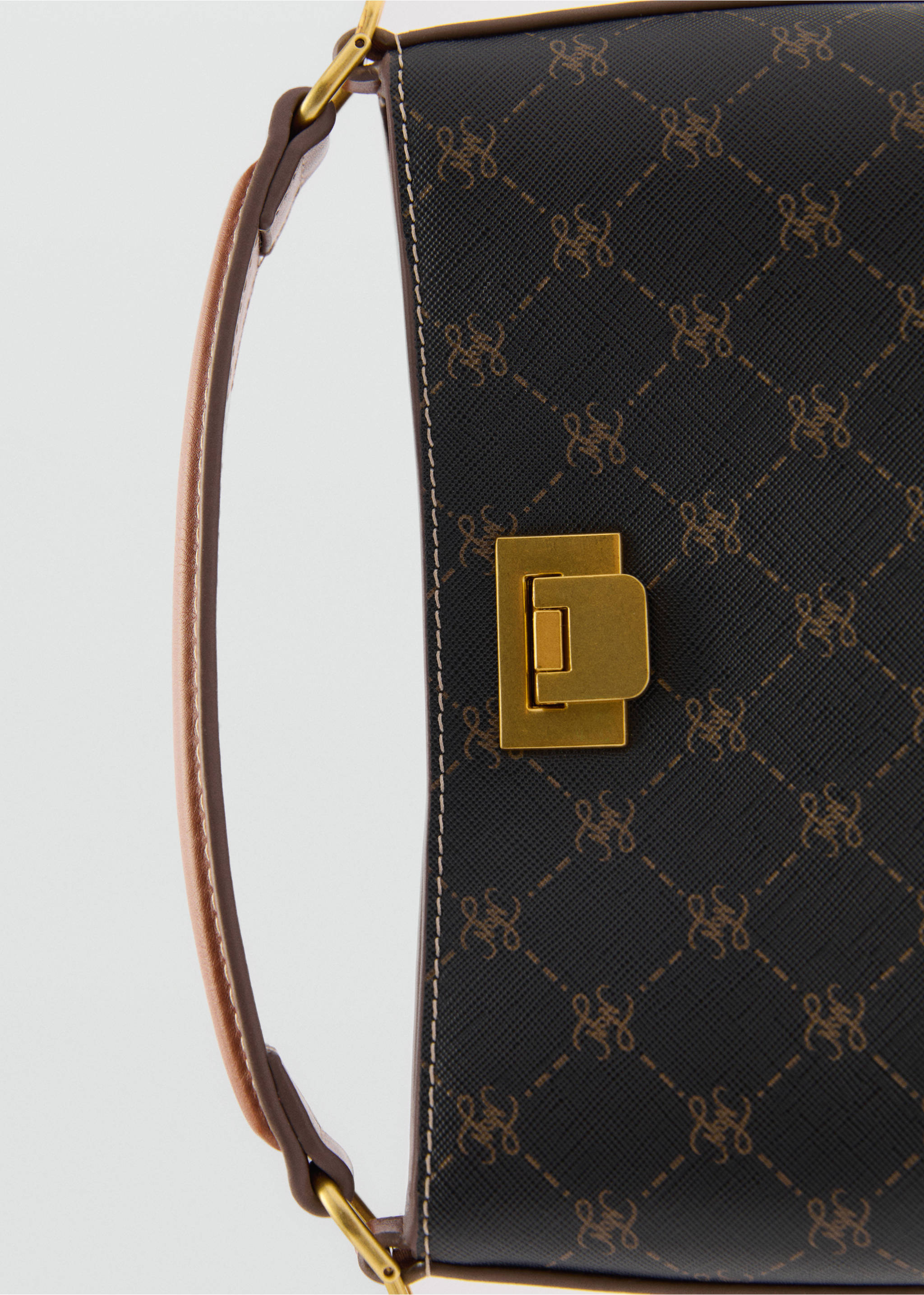 Mini shopper bag with printed logo - Details of the article 1, Brown. Ref: 87091515-00.