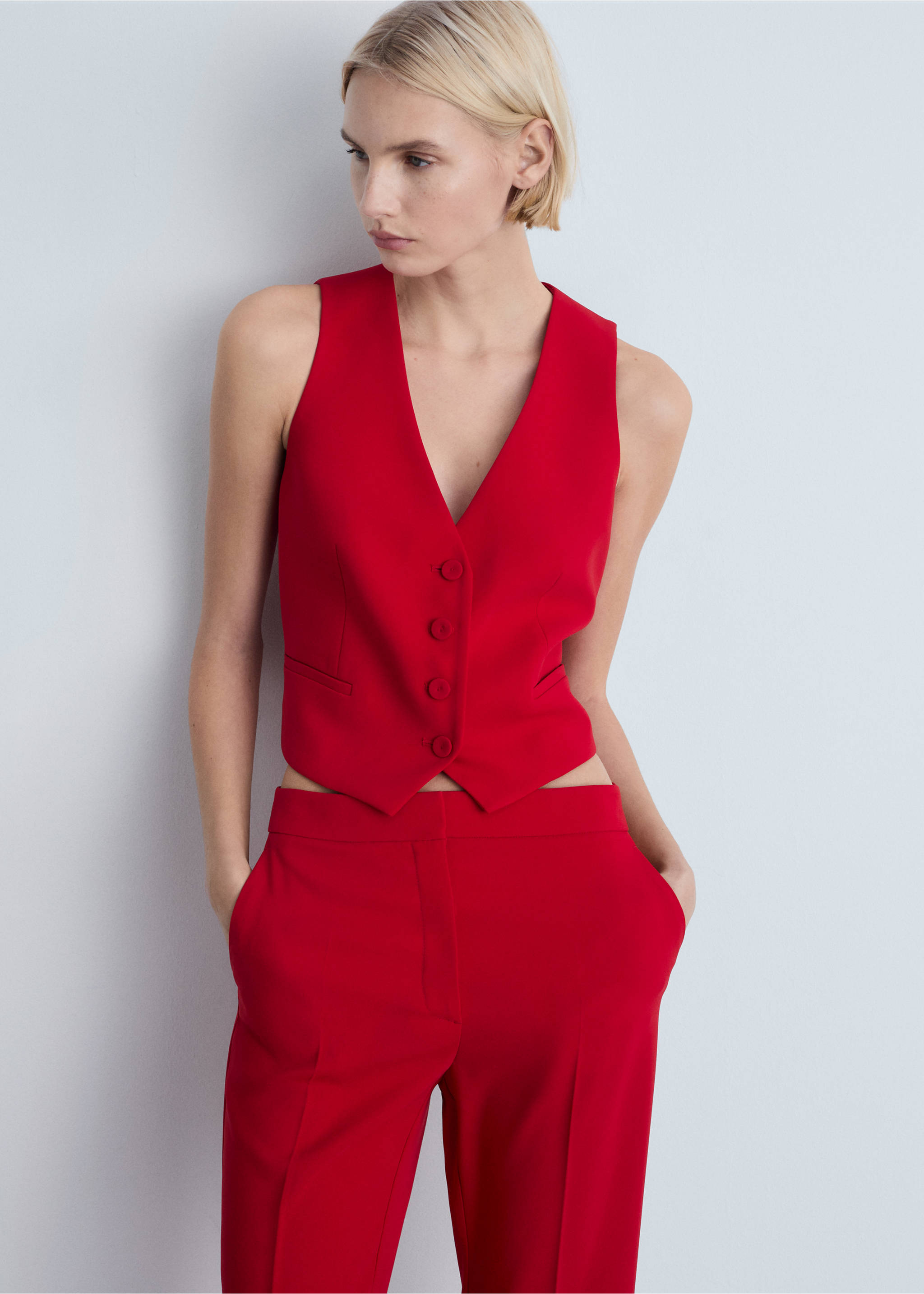 Chaleco traje botones - Plano medio, Rojo. Ref: 87091518-00.