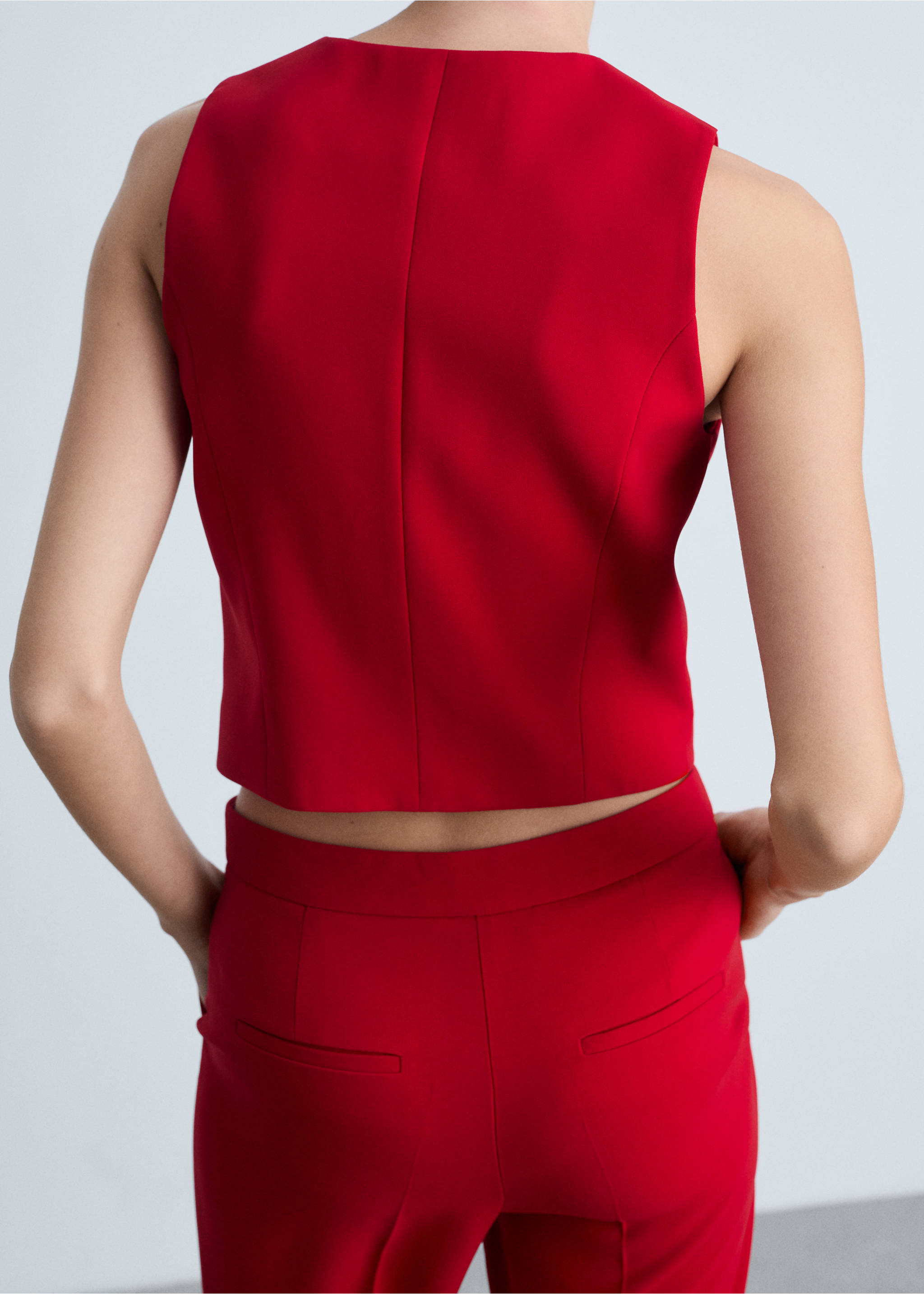 Chaleco traje botones - Reverso del artículo, Rojo. Ref: 87091518-00.