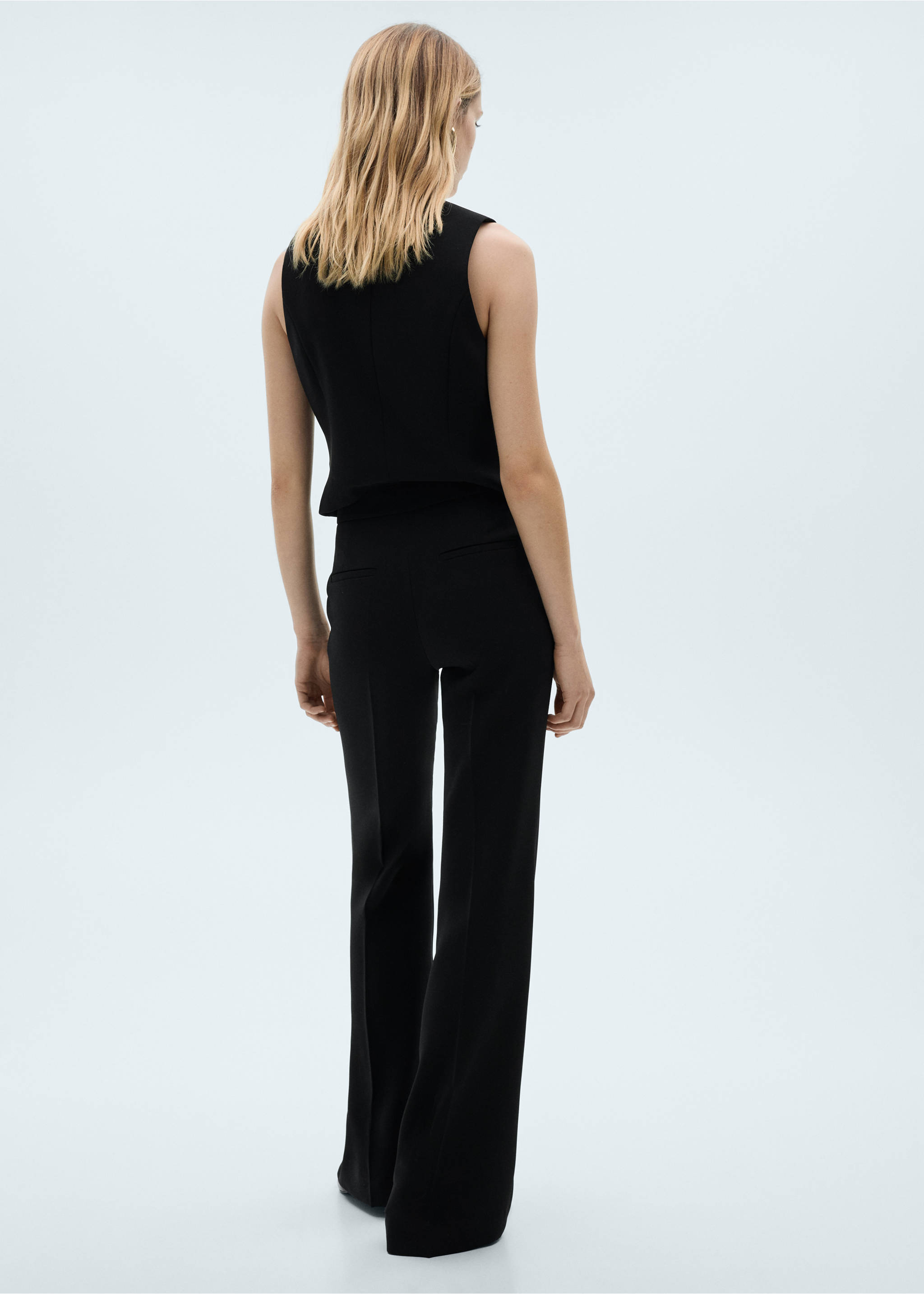 Kamizelka garniturowa na guziki - Tylna strona artykułu, Czarny. Ref: 87091518-00.